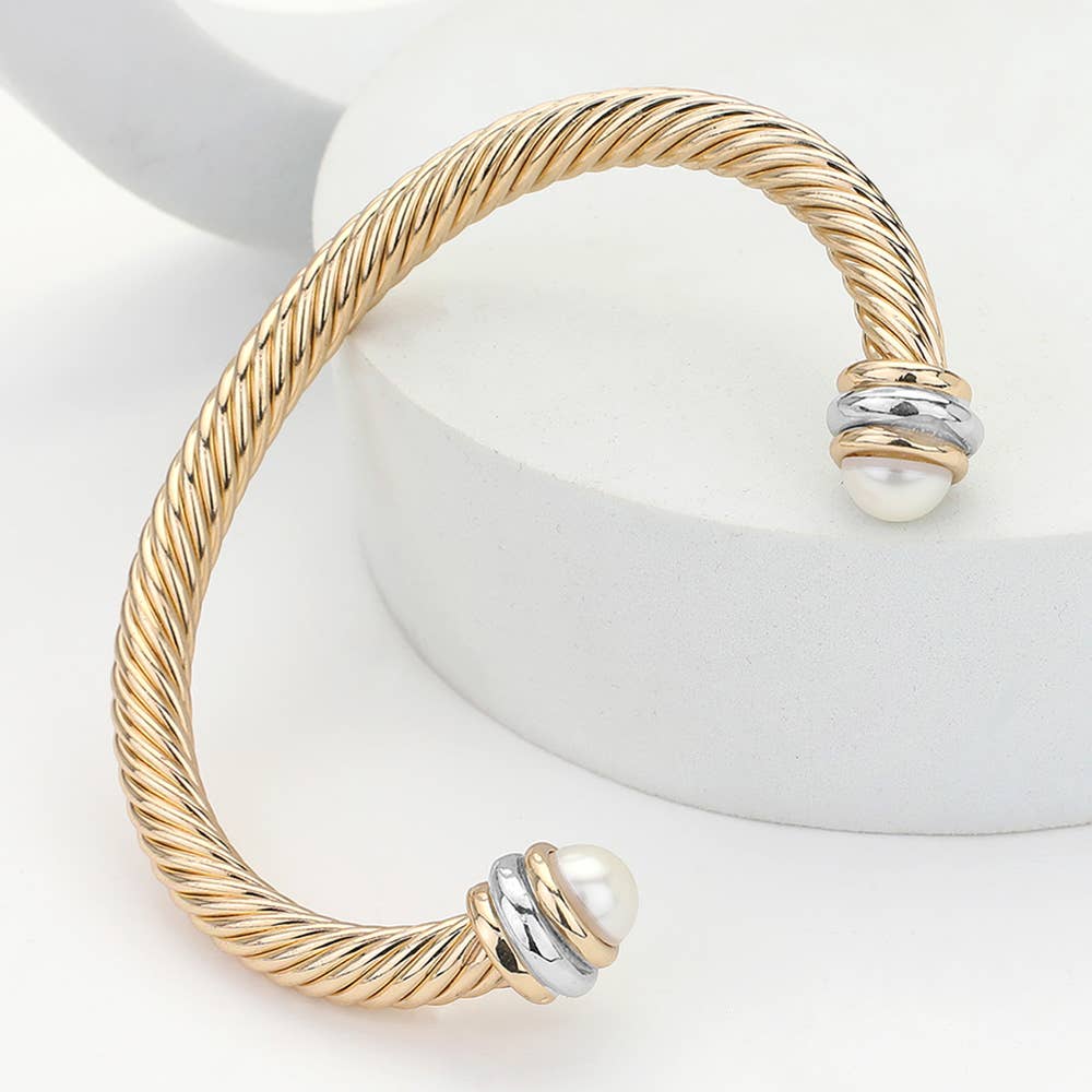 Stone Tip Twisted Rope Cuff Bracelet (2 Colors!)