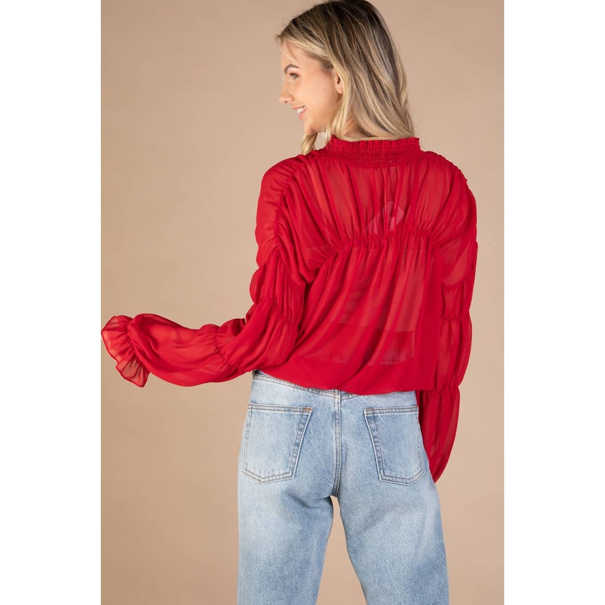 Bella Shirred Peasant Blouse