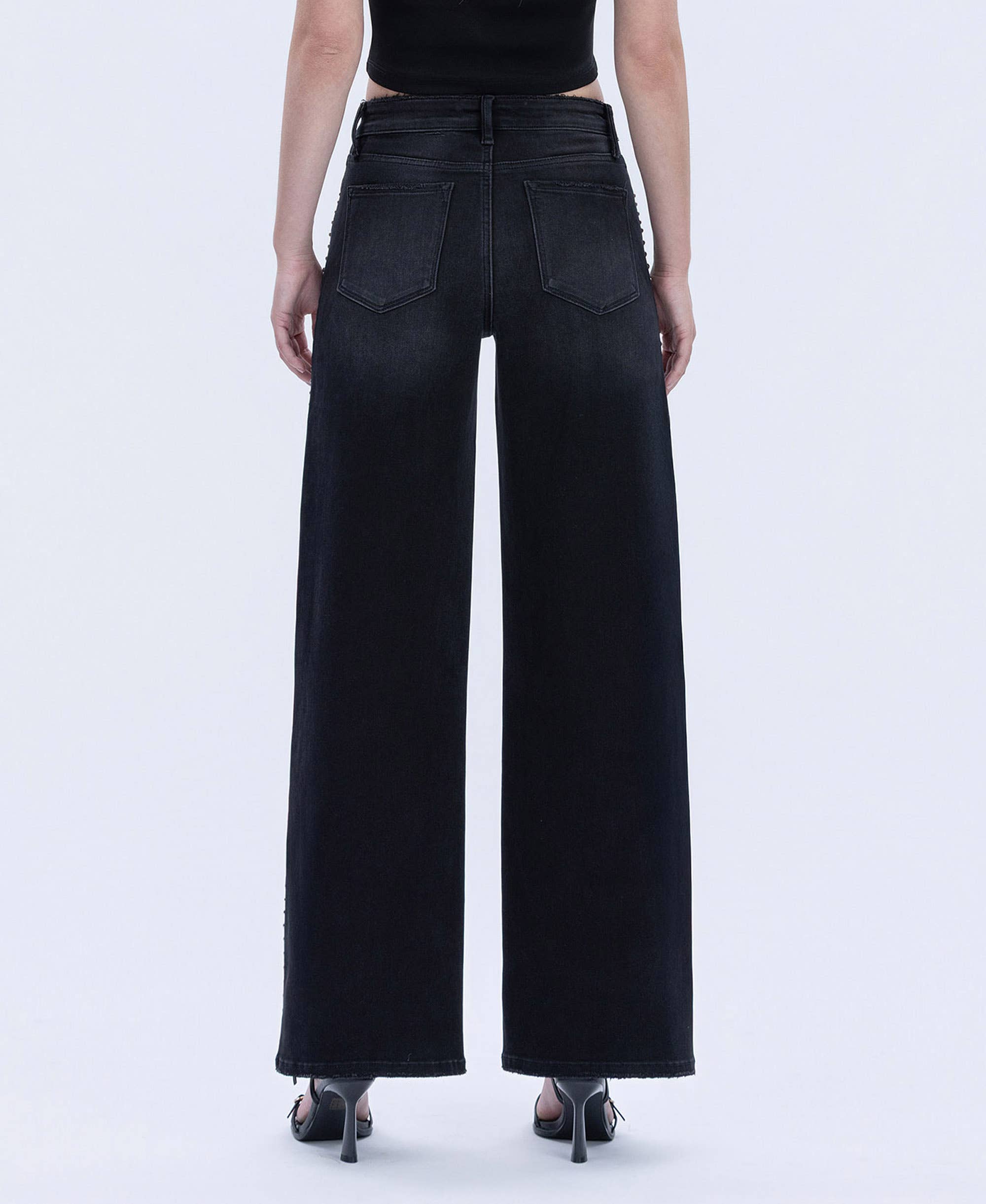 Vervet Nail Head Black Wide Jeans