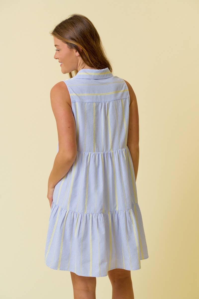 Serna Stripe Tiered Mini Dress