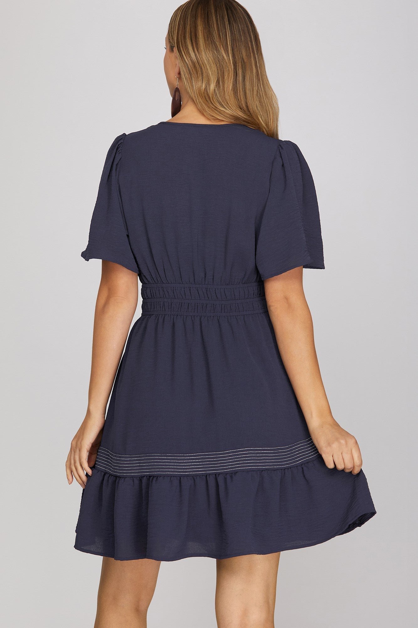 Hillary Contrast Stitch Mini Dress