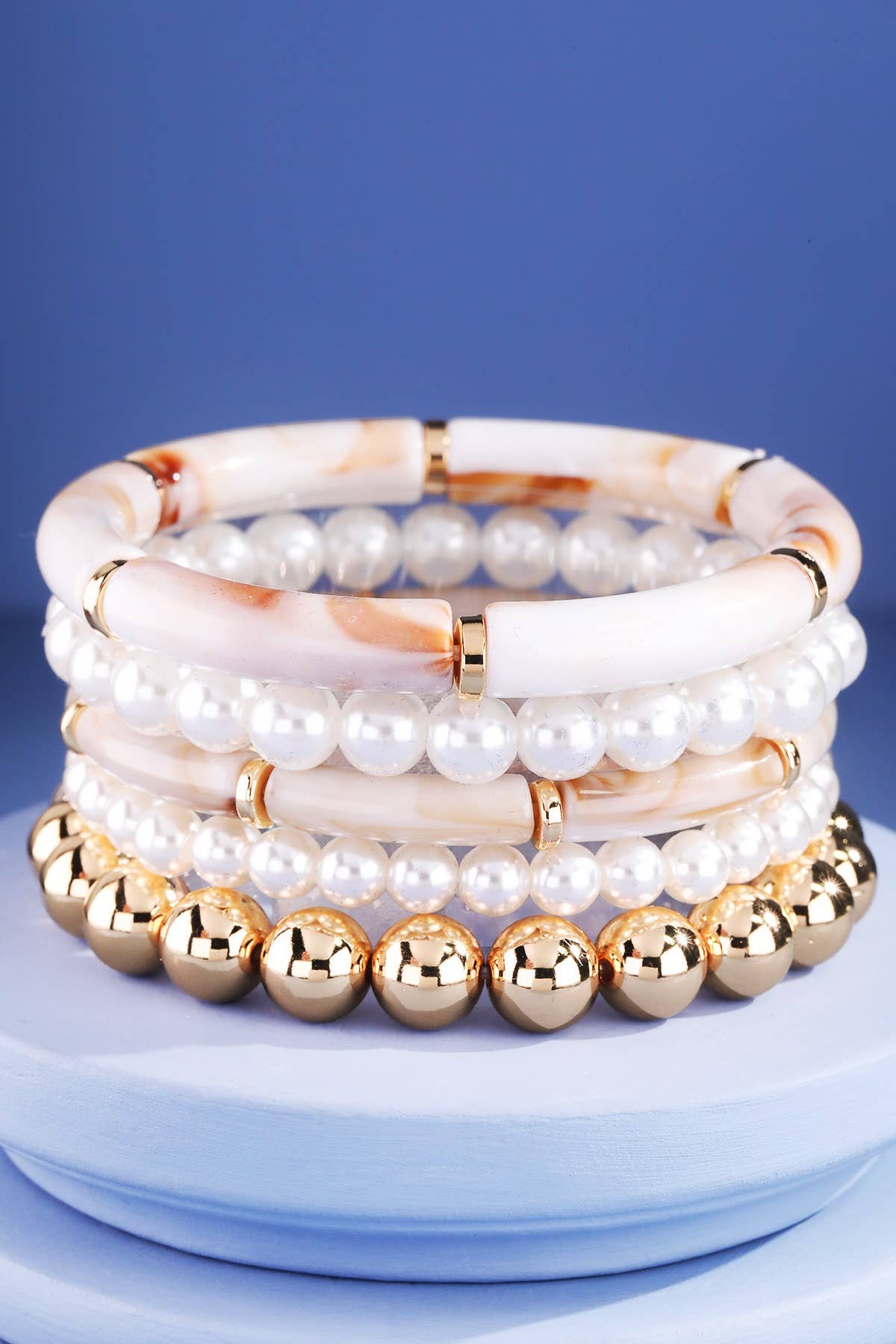 Stein Resin and Metal Beads Bracelets Set