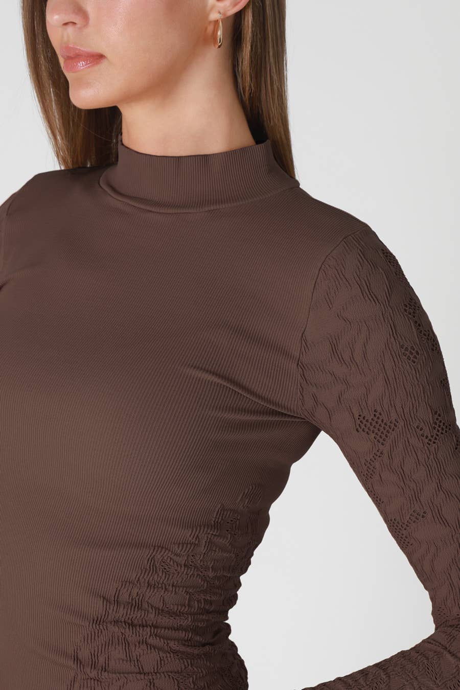 NIKIBIKI Lee Mock Neck Pointelle Top
