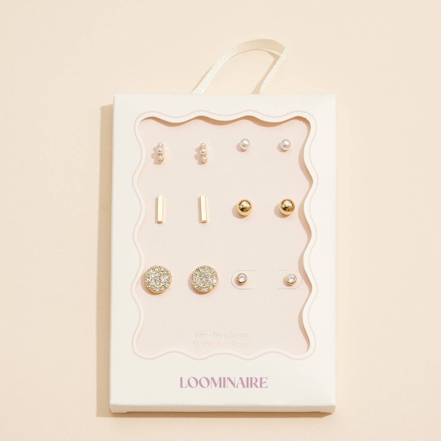 Hehnna 18K Gold-Dipped Studs with Pearls and Crystals