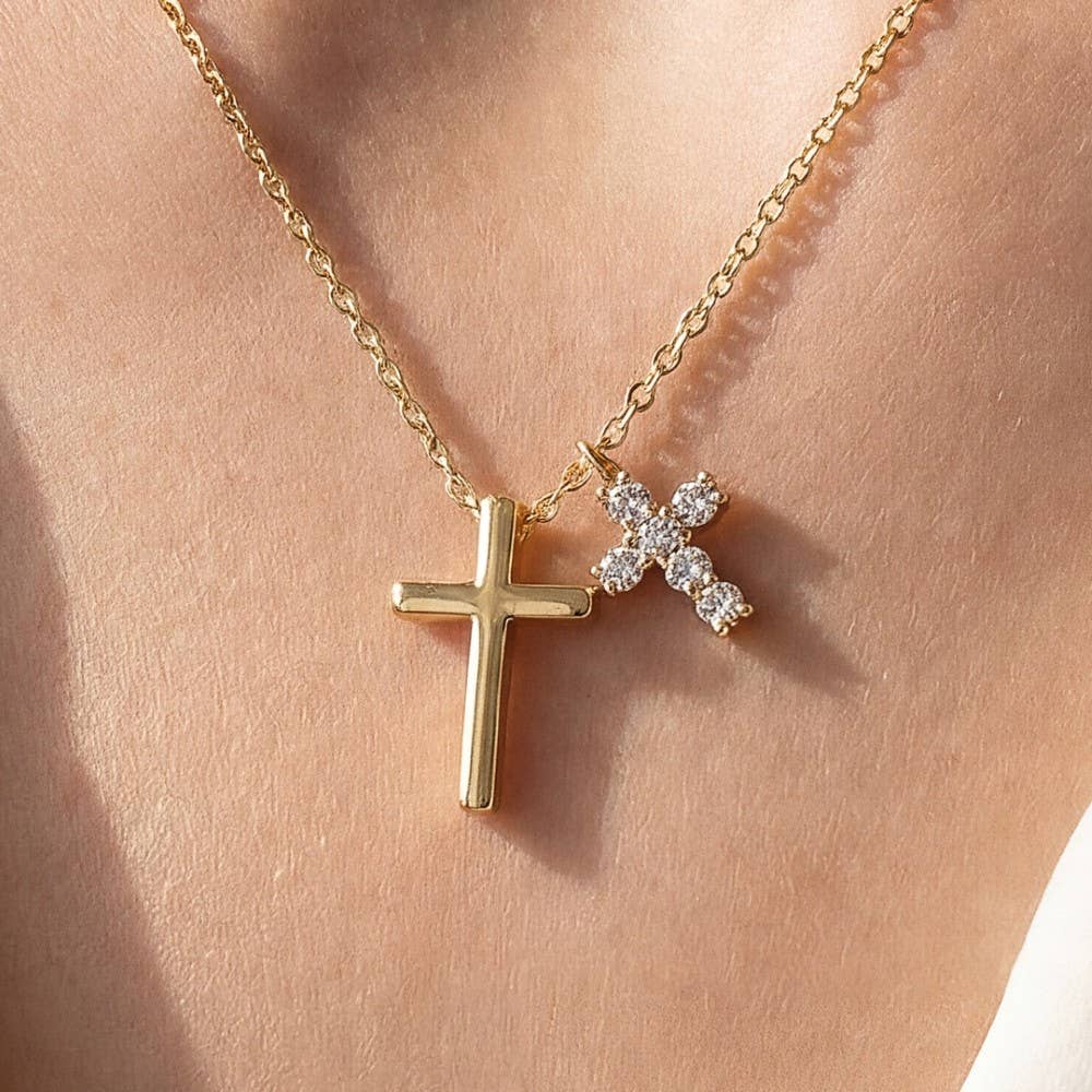 Ruddy Gold Dipped Cross Charms Necklace (2 Colors!)