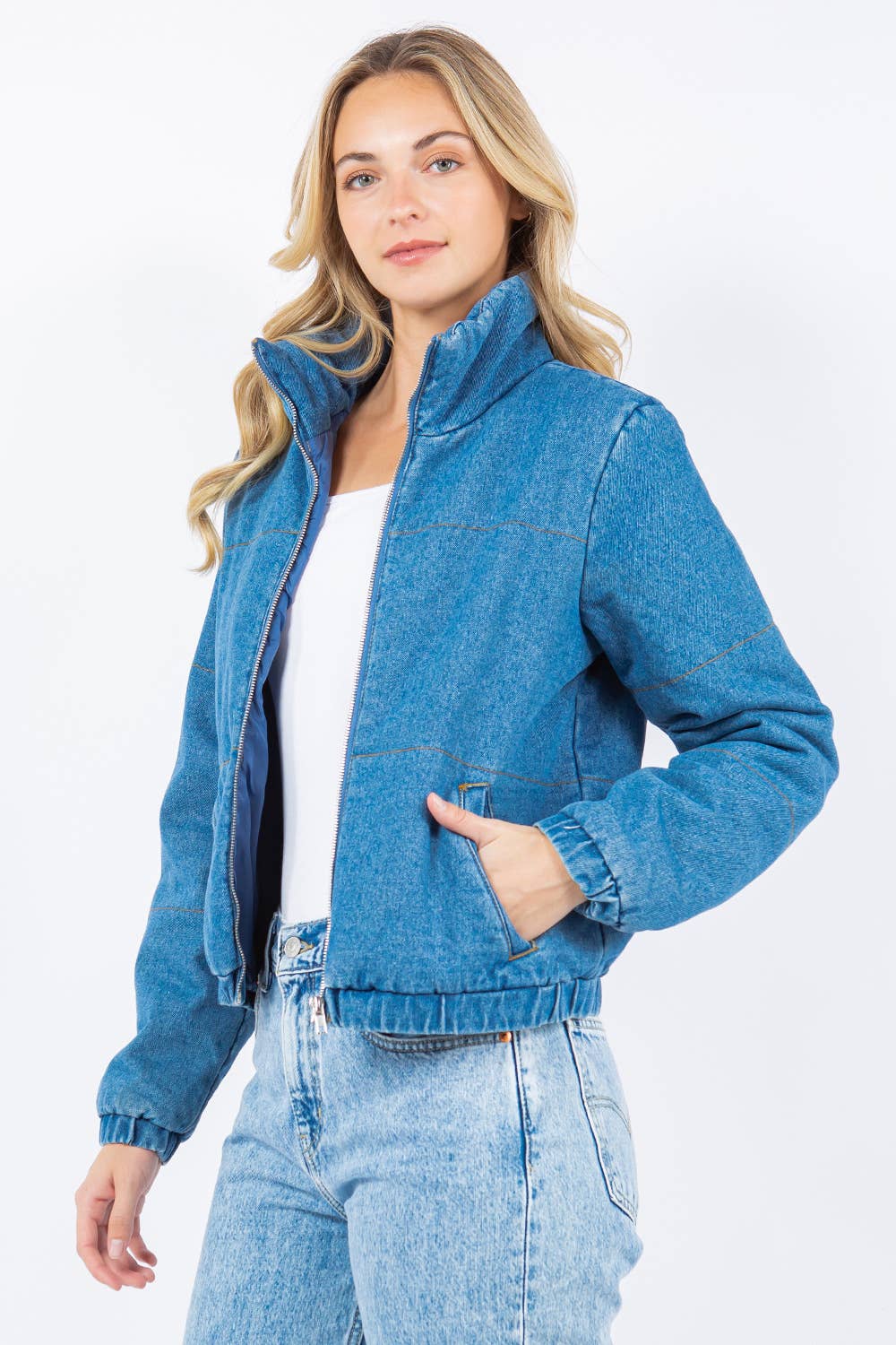 Milburn Oversized Denim Puffer Jacket