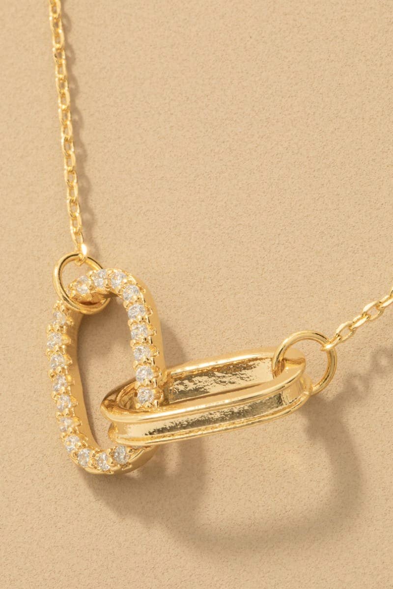 Abba Gold Dipped Cz Pave Oval Link Pendant Necklace