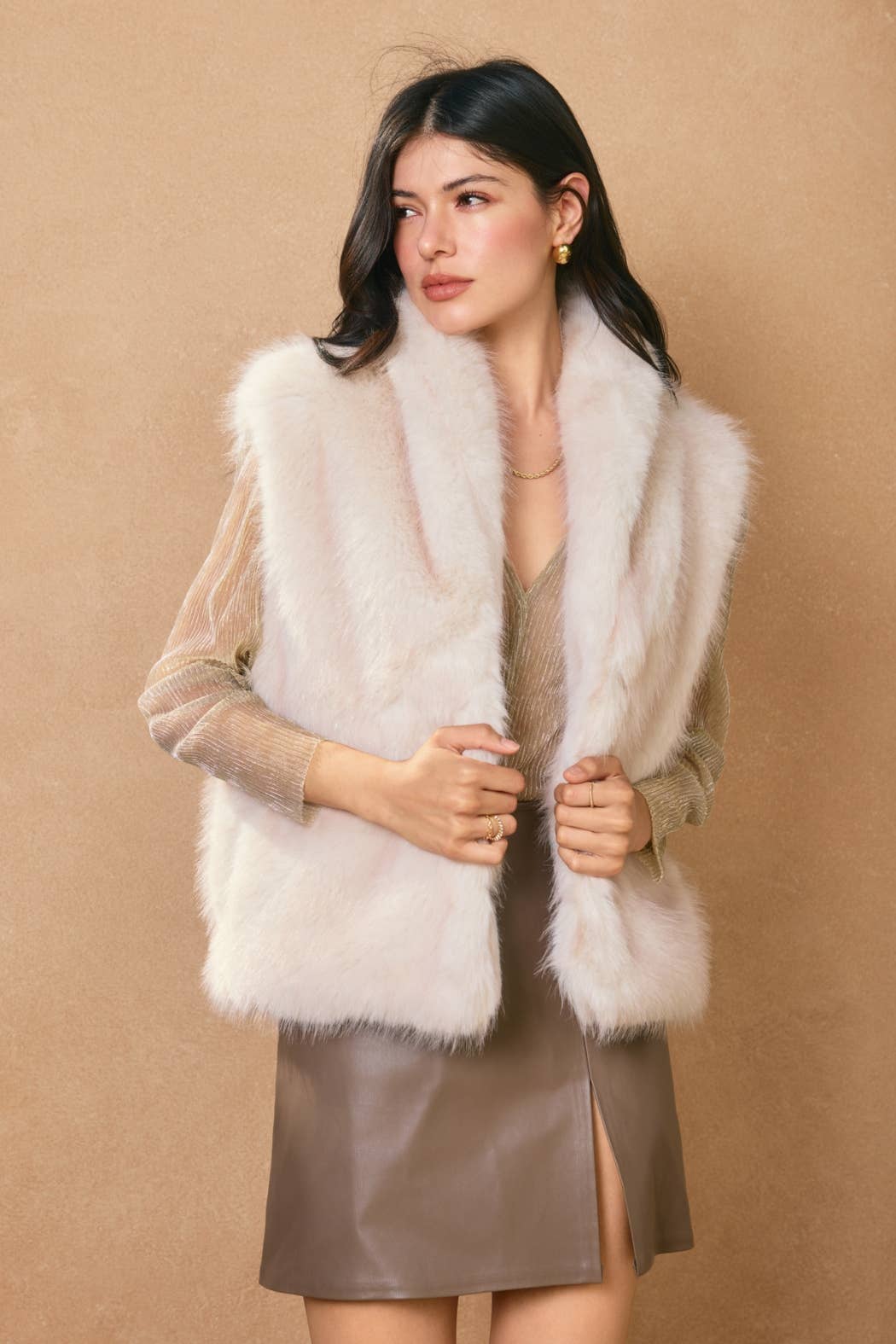 Lenni Snow Angel Collared Furry Vest