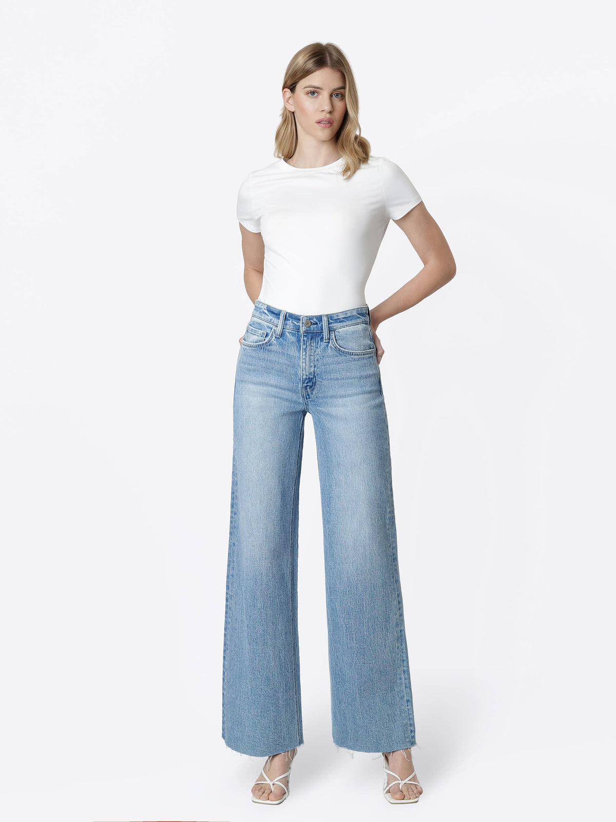 Vervet Dana High Rise Raw Hem Wide Jeans