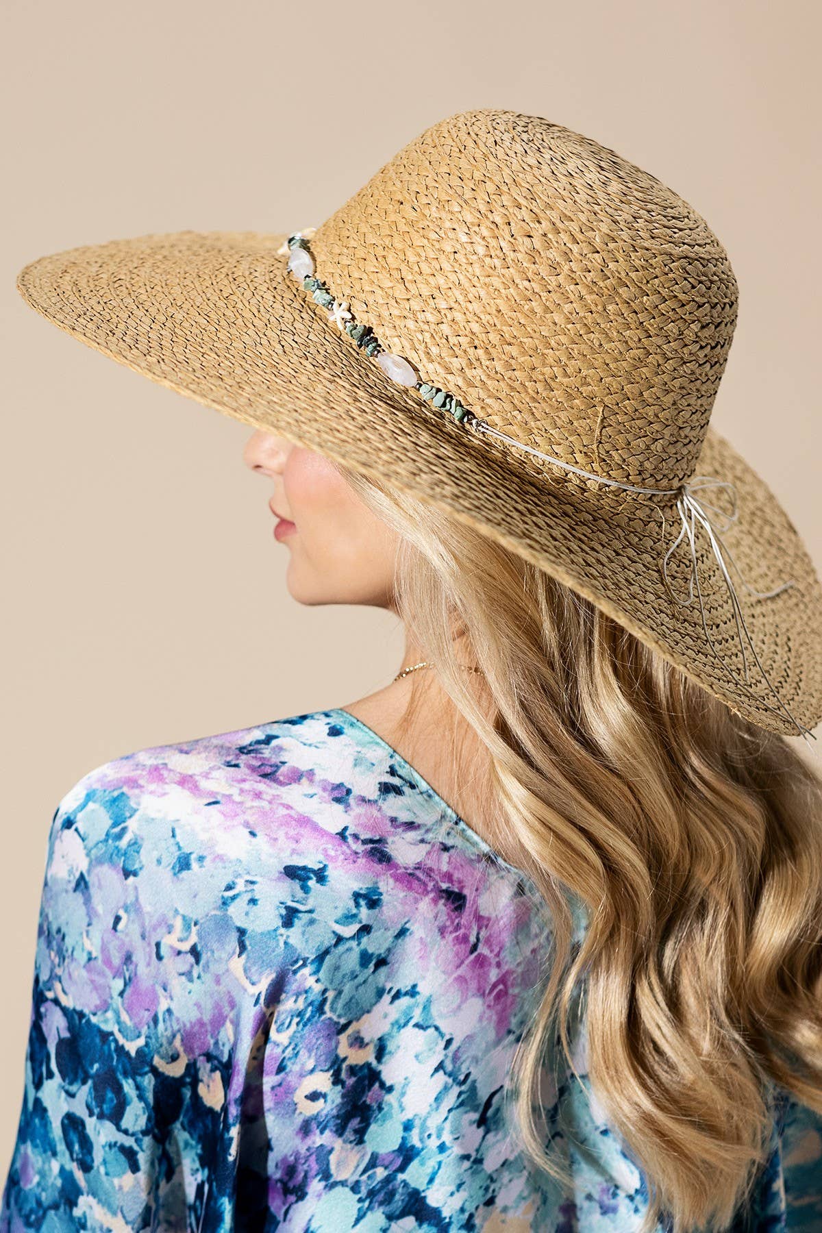 Hex Floppy Hat with Stone and Starfish Band FINAL SALE