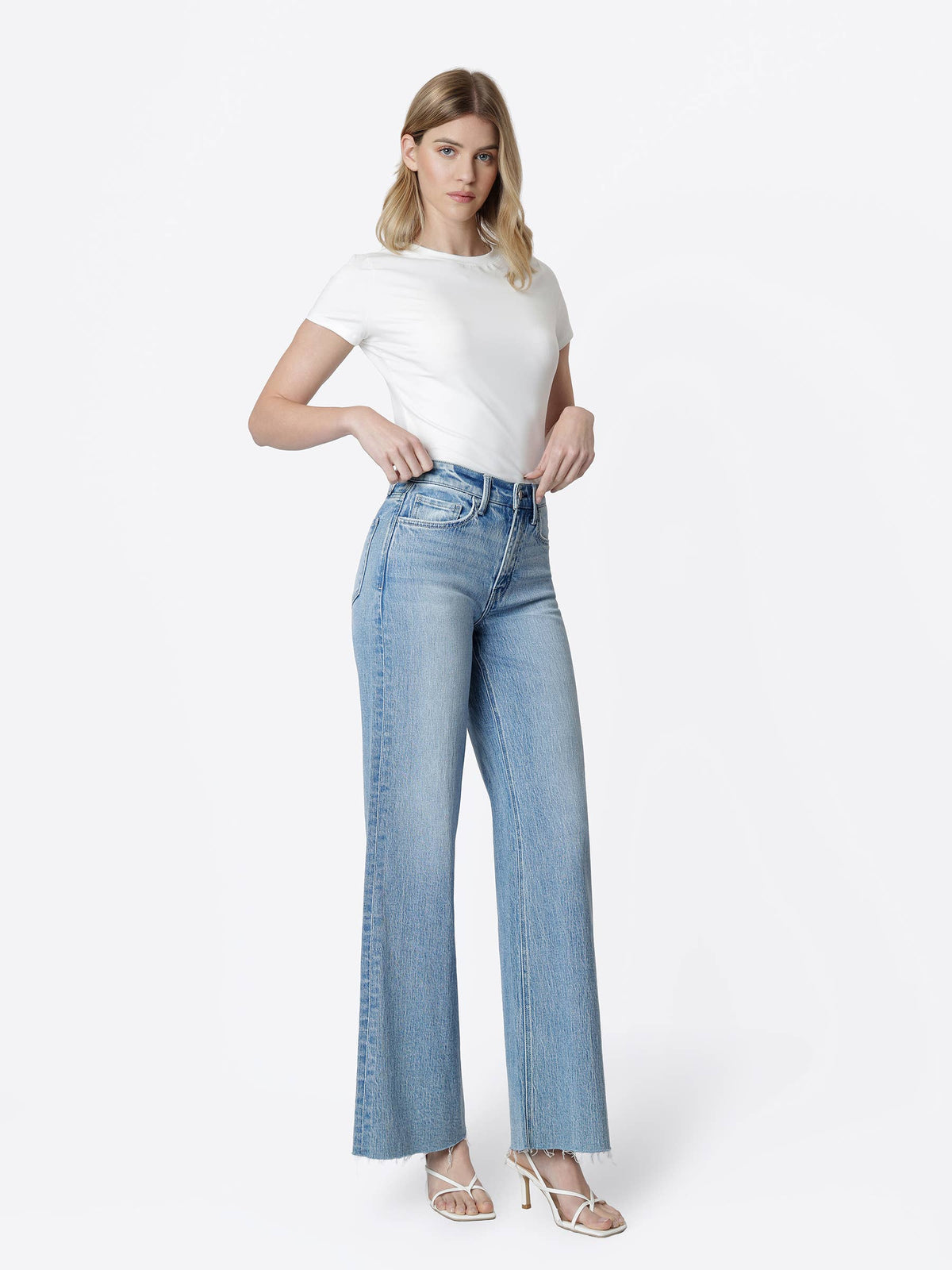Vervet Dana High Rise Raw Hem Wide Jeans