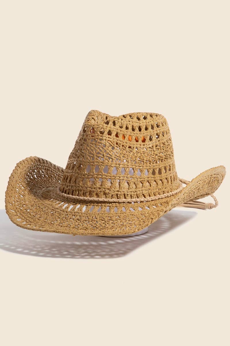 Beah Intricate Woven Western Fedora Straw Hat (2 Options!)
