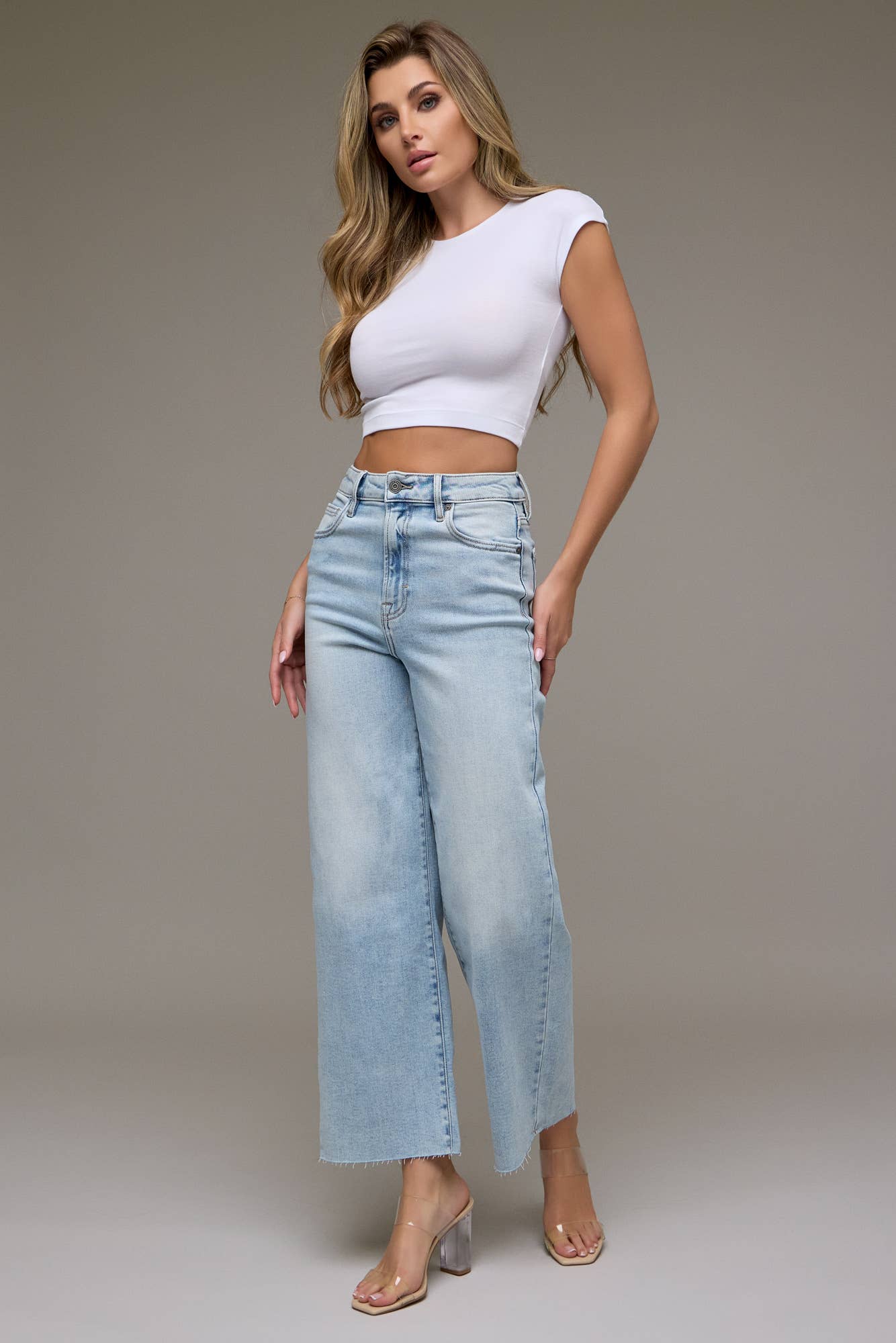 Hidden Jeans Marka Light Wash Clean Stretch Wide Leg Jeans