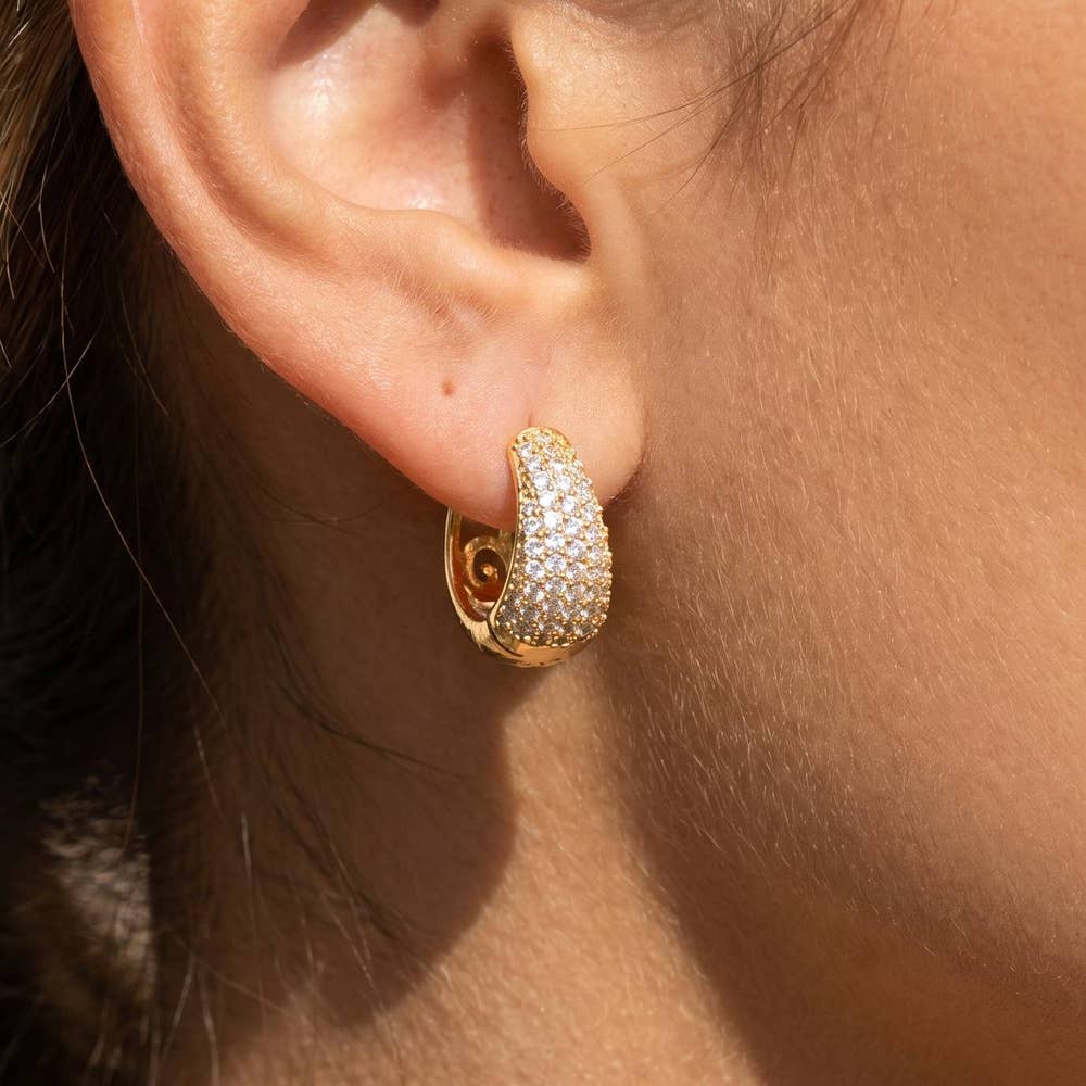 Senna Pave Cz Tapered Dome Huggie Earrings