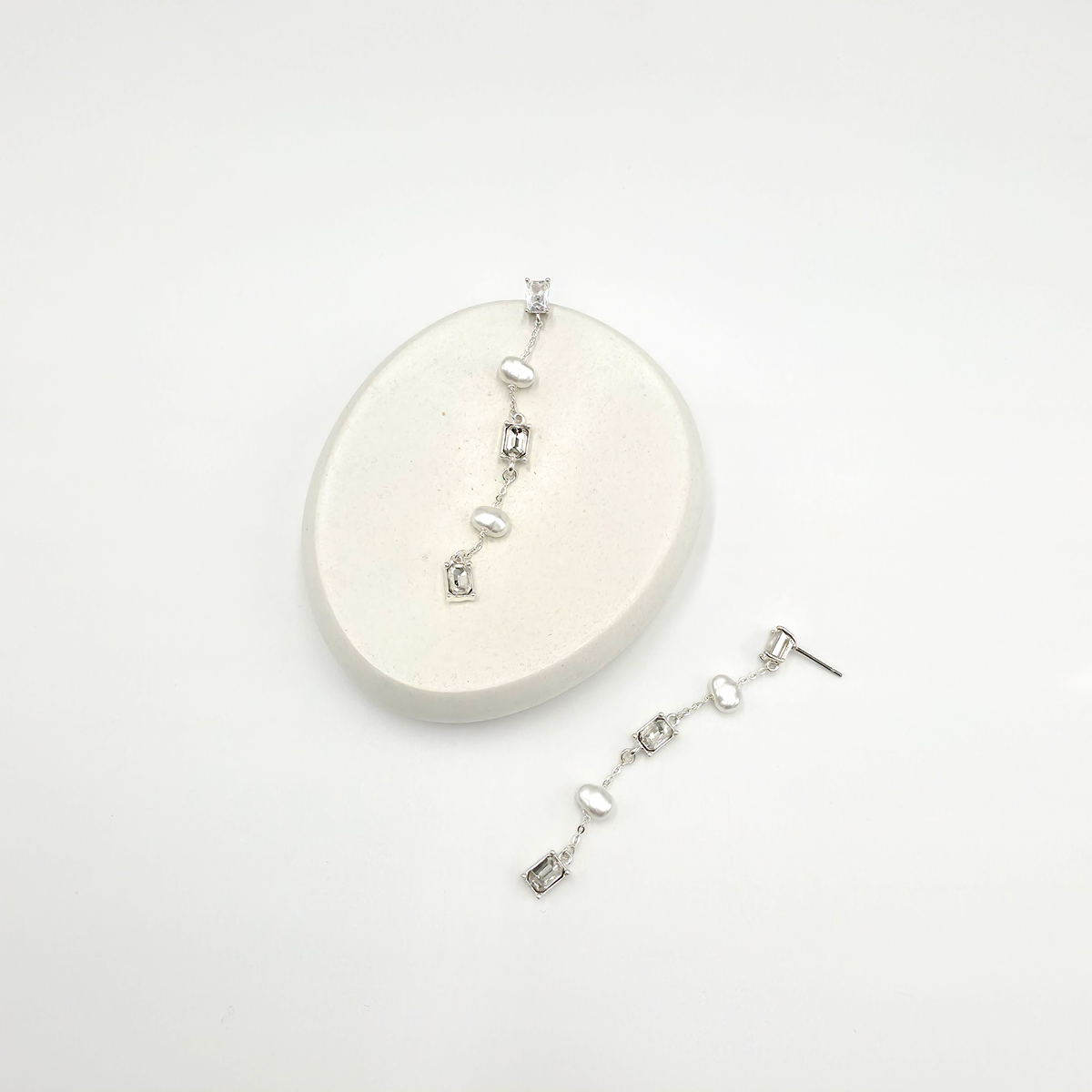 Doe Pearl Crystal Linear Drop Earrings