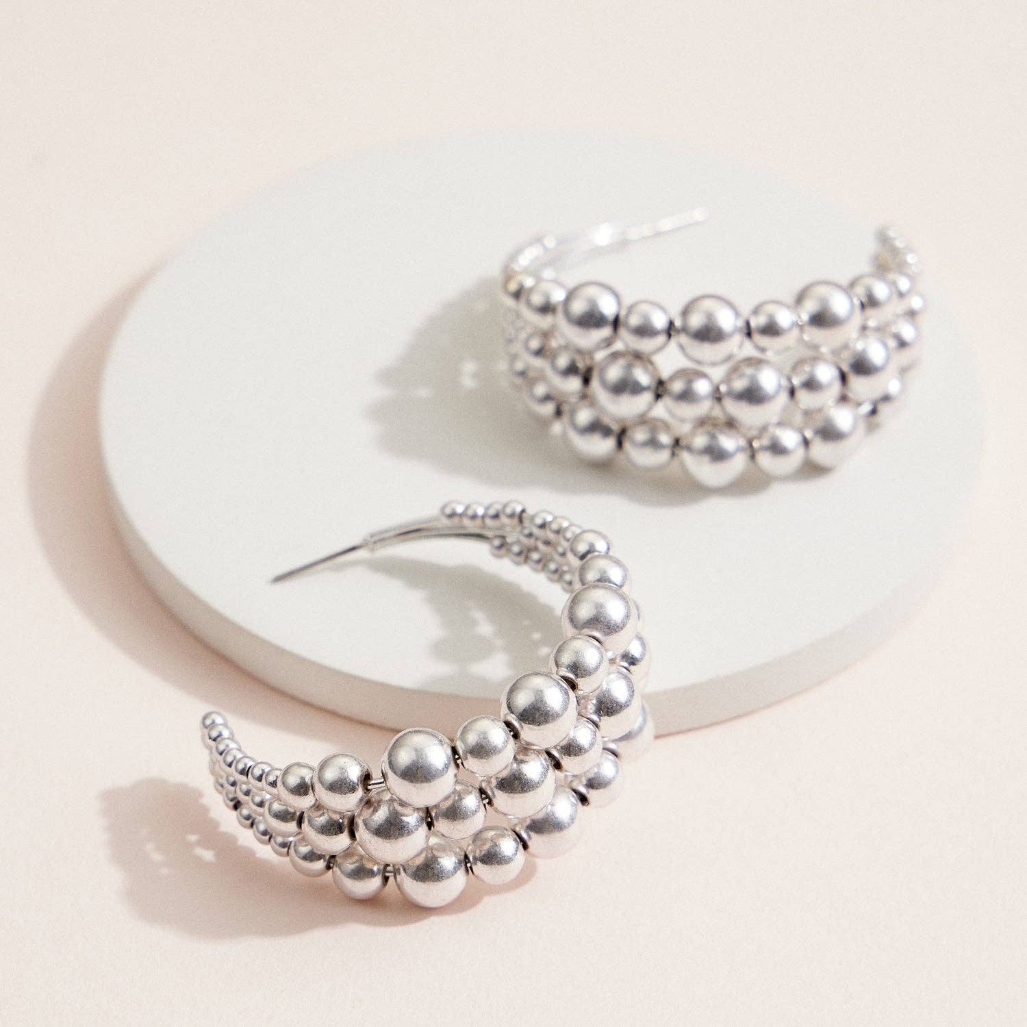 Haeden Copper-Coated Beaded Hoop Statement Earrings