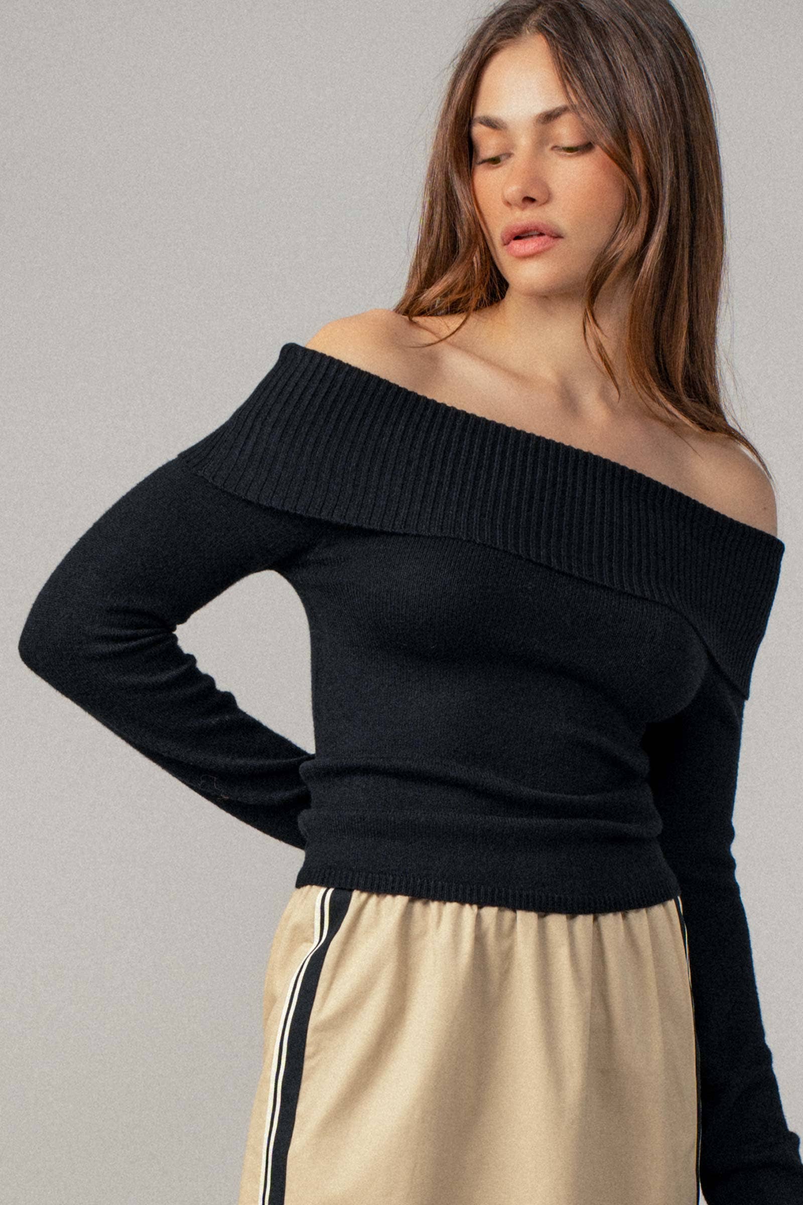 Homer Off-Shoulder Long Sleeve Sweater