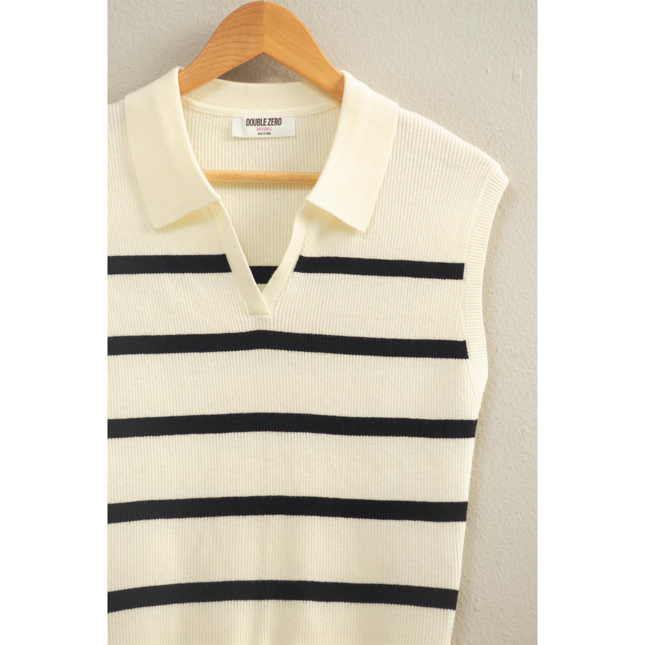 Coco Collared Striped Polo Vest