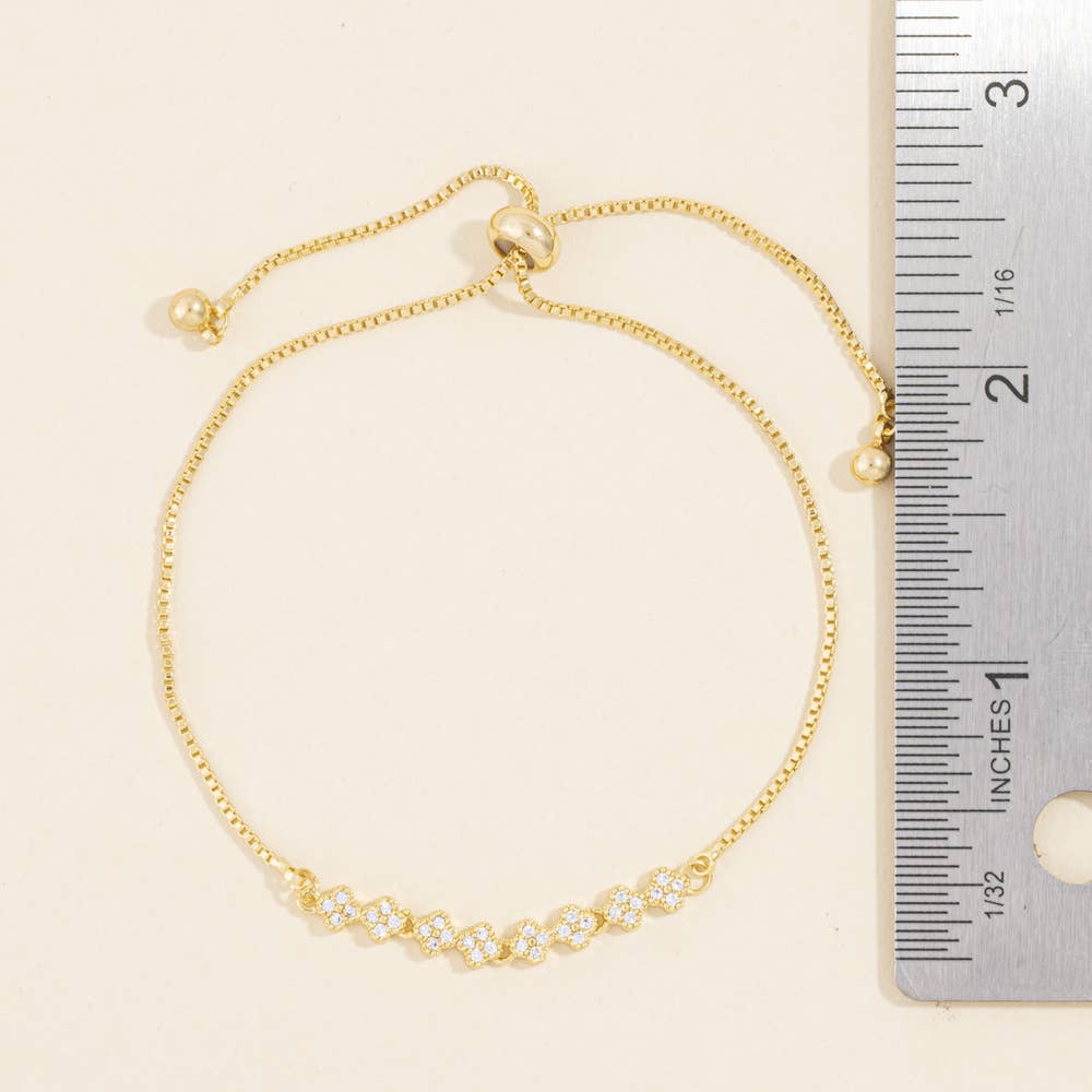 Spree Pave Cz Clover Bar Slider Bracelet