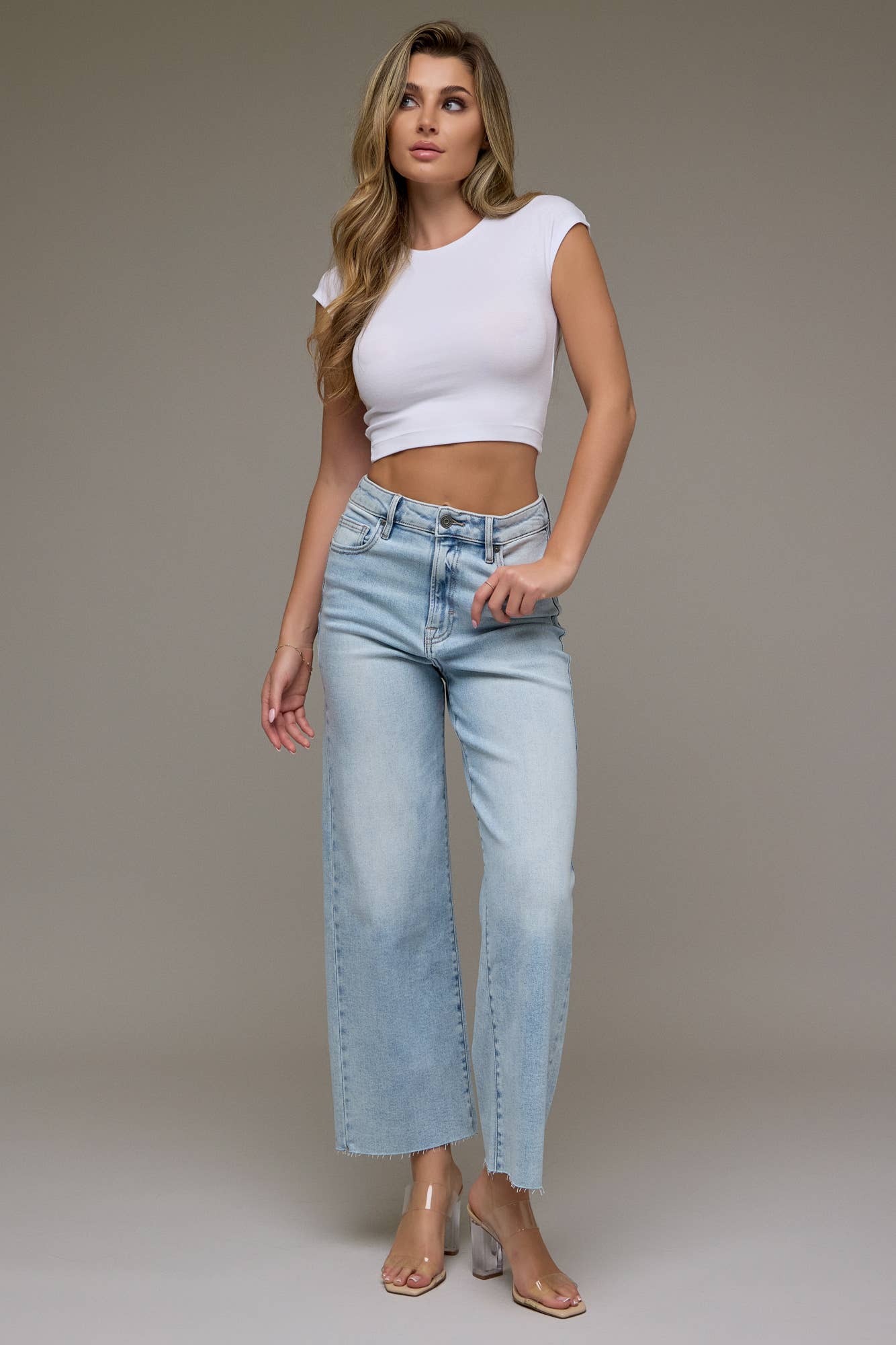 Hidden Jeans Marka Light Wash Clean Stretch Wide Leg Jeans