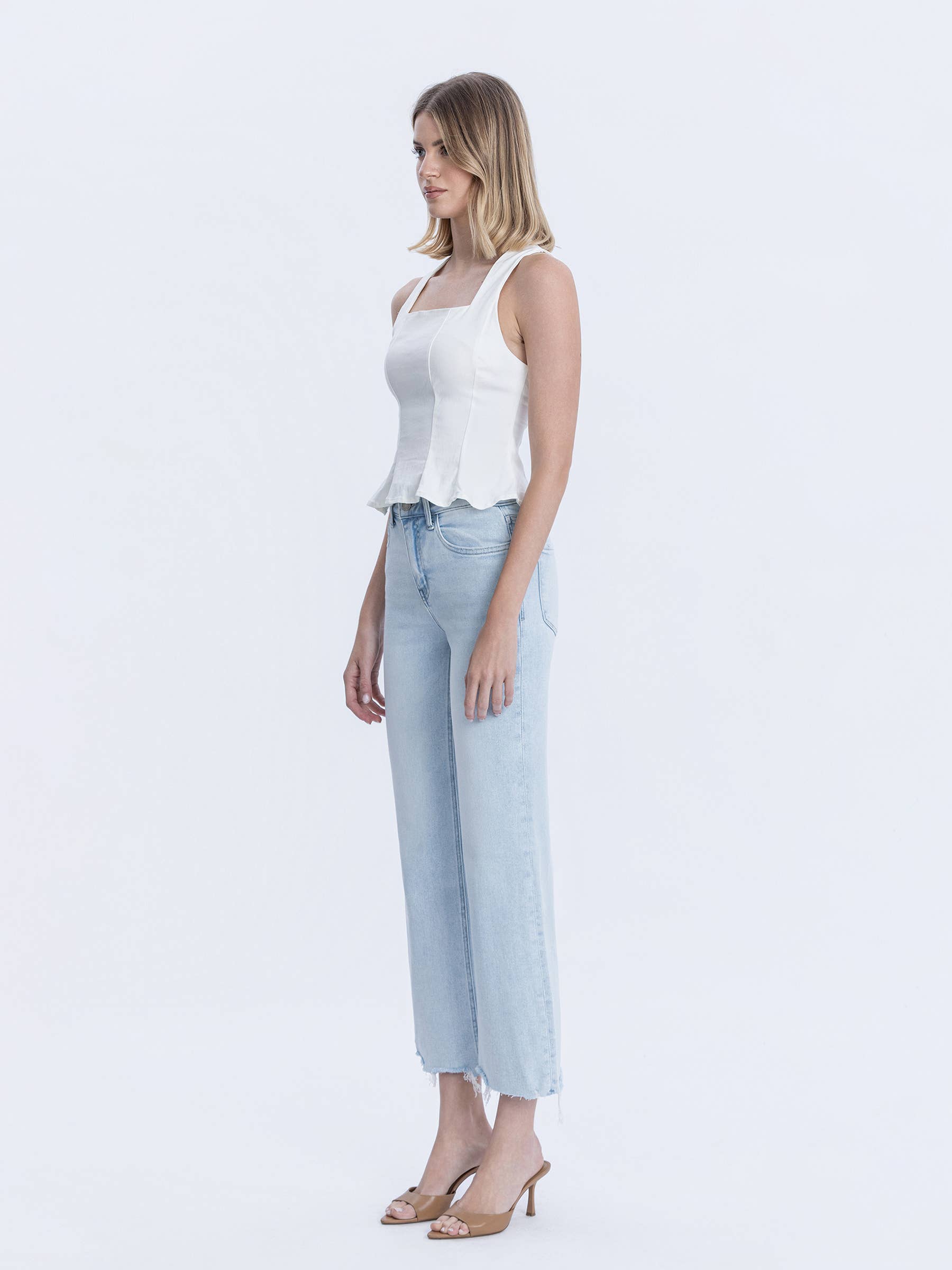 Vervet High Rise Light Wash Slim Wide Jeans