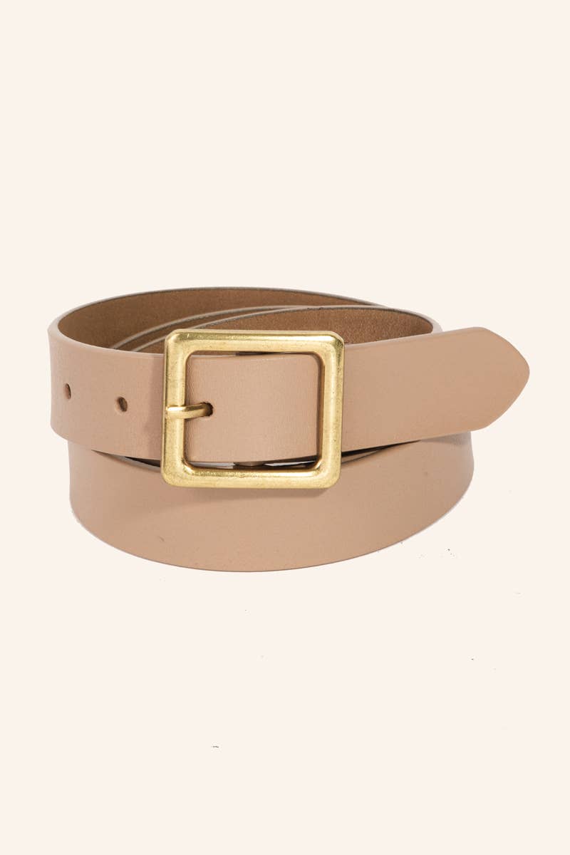 Vee Leather Square Buckle Belt (2 Colors!)