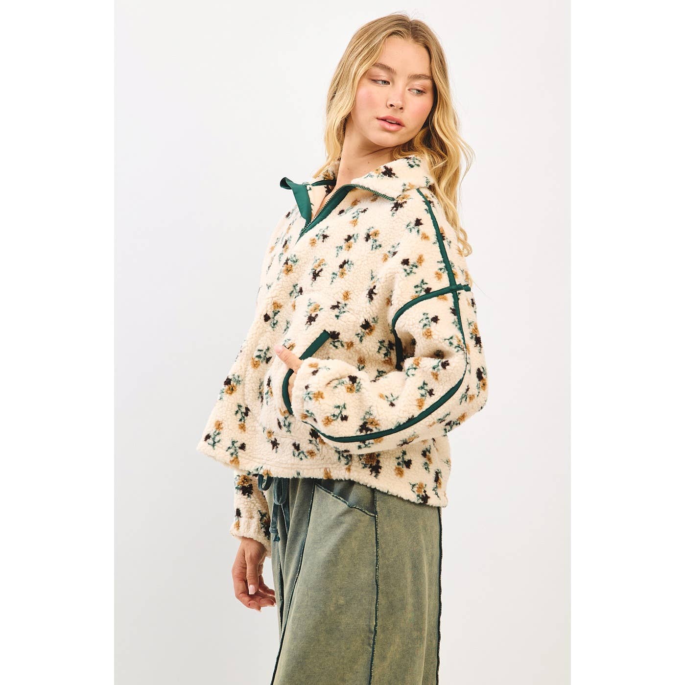 Boise Floral Fleece Zip Pullover