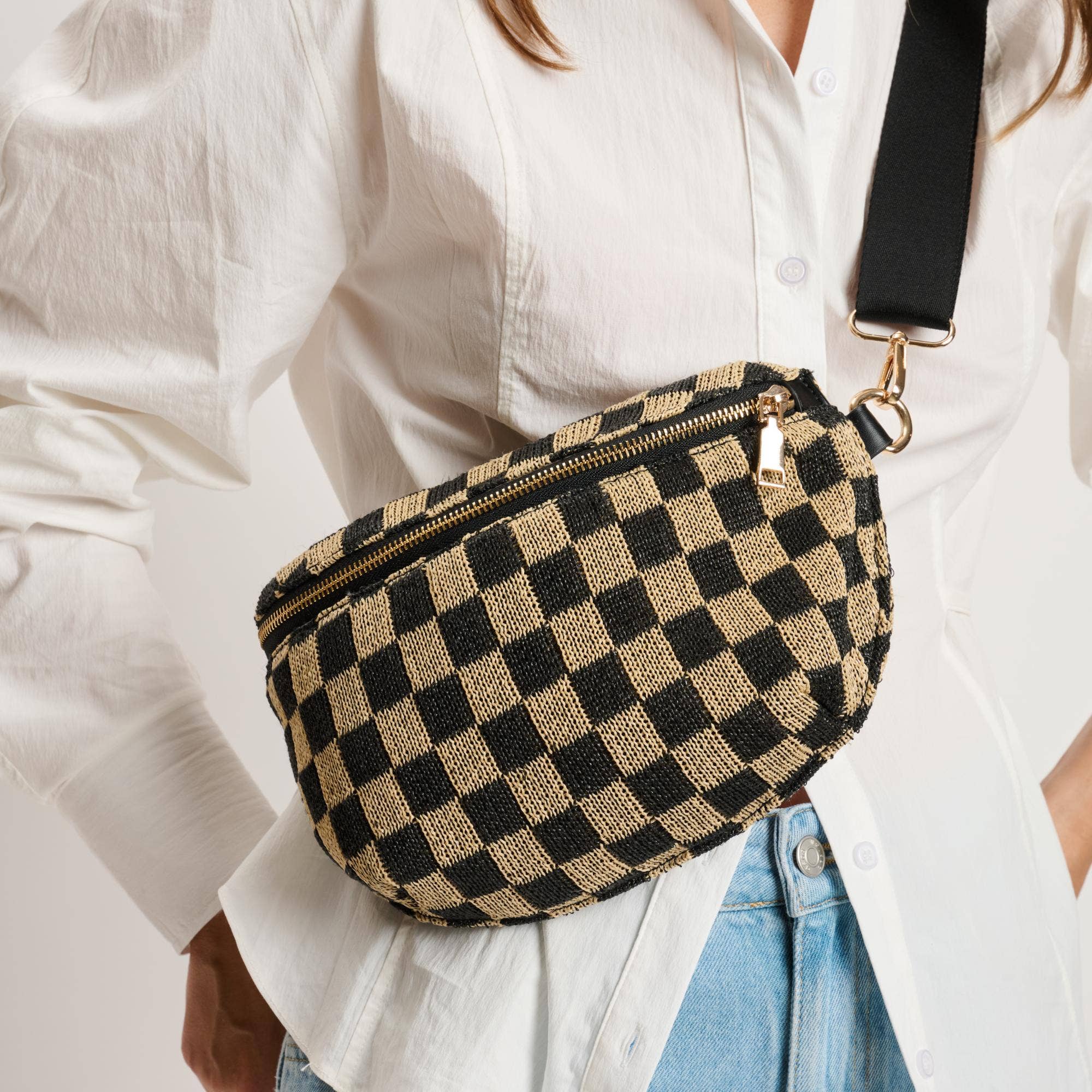 Gizelle Large Checker Belt Bag