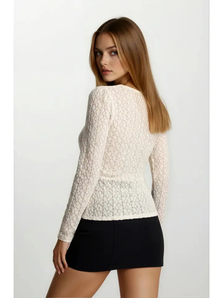 Loretta Lace Square Neck Sheer Top