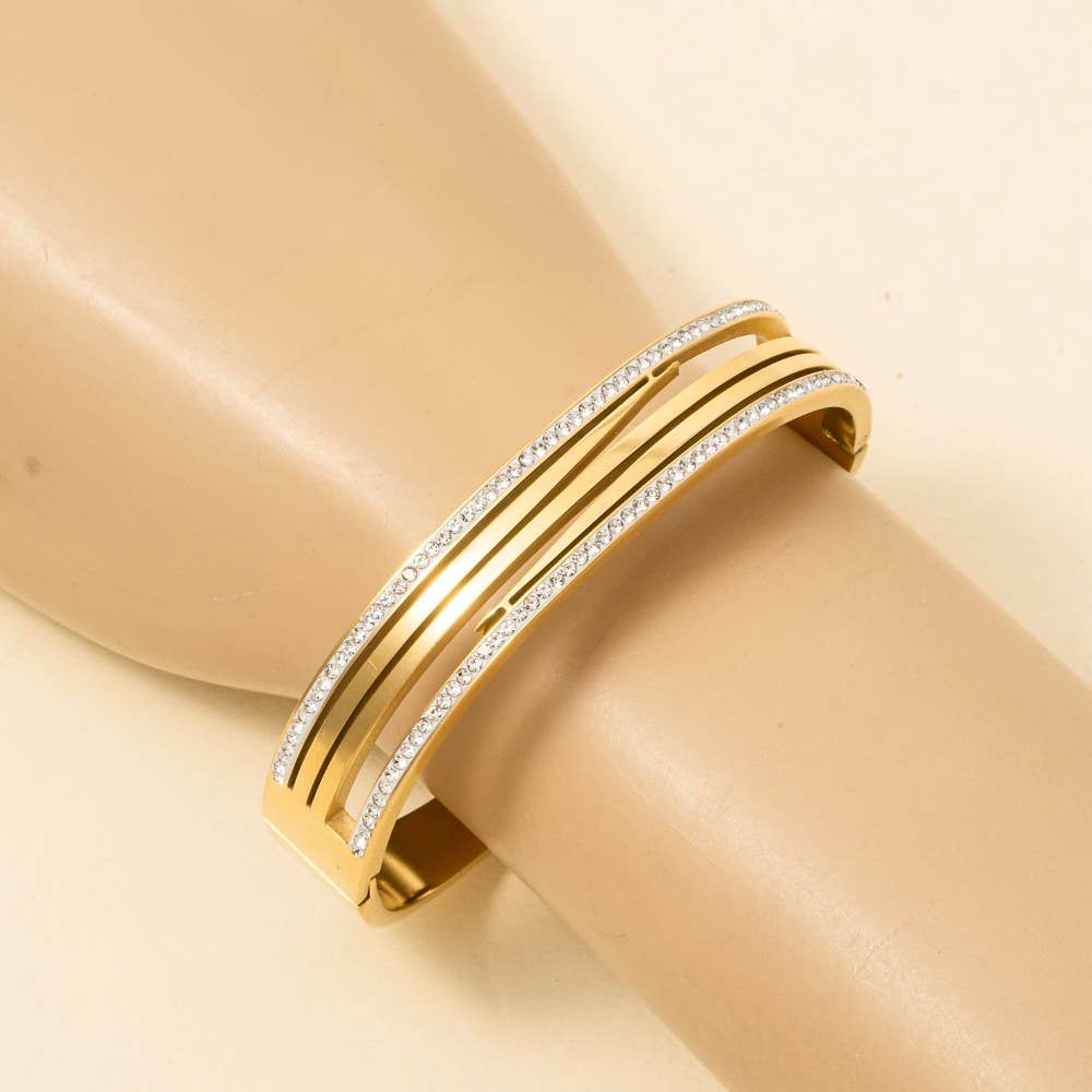 Fynn Pave Trim Bangle Bracelet (2 Colors!)