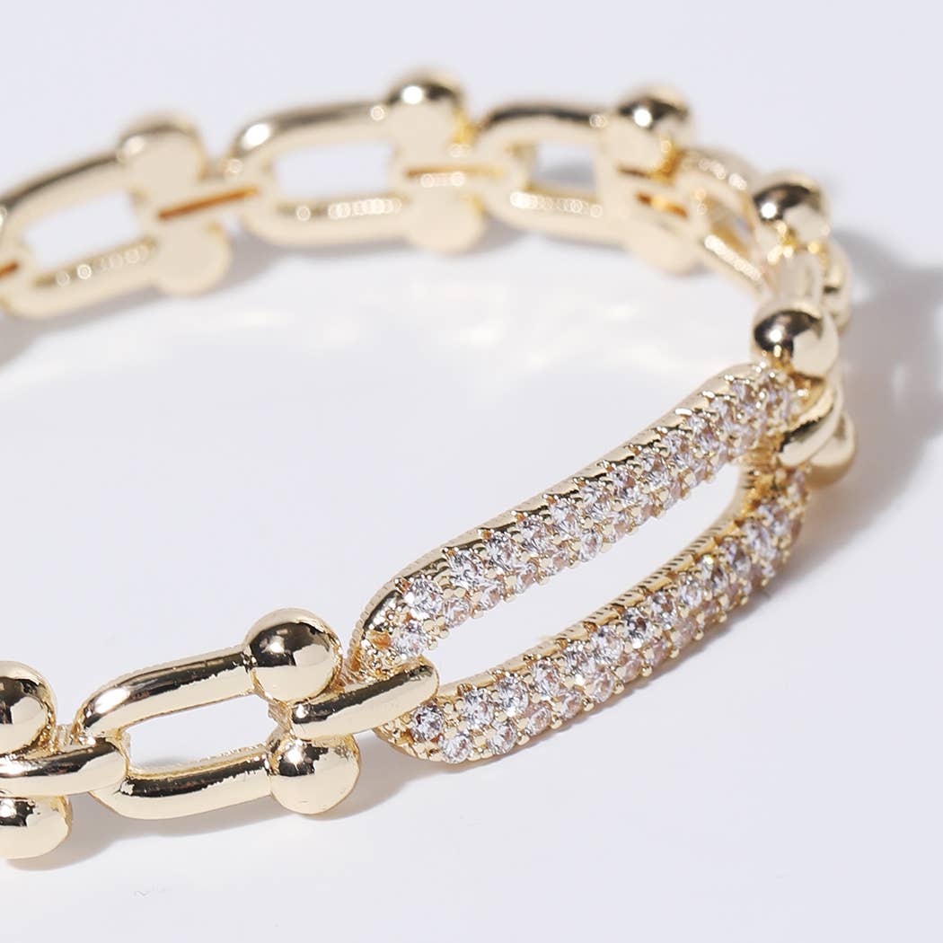 Darby Linked Chain Pave Bar Bangle Bracelet