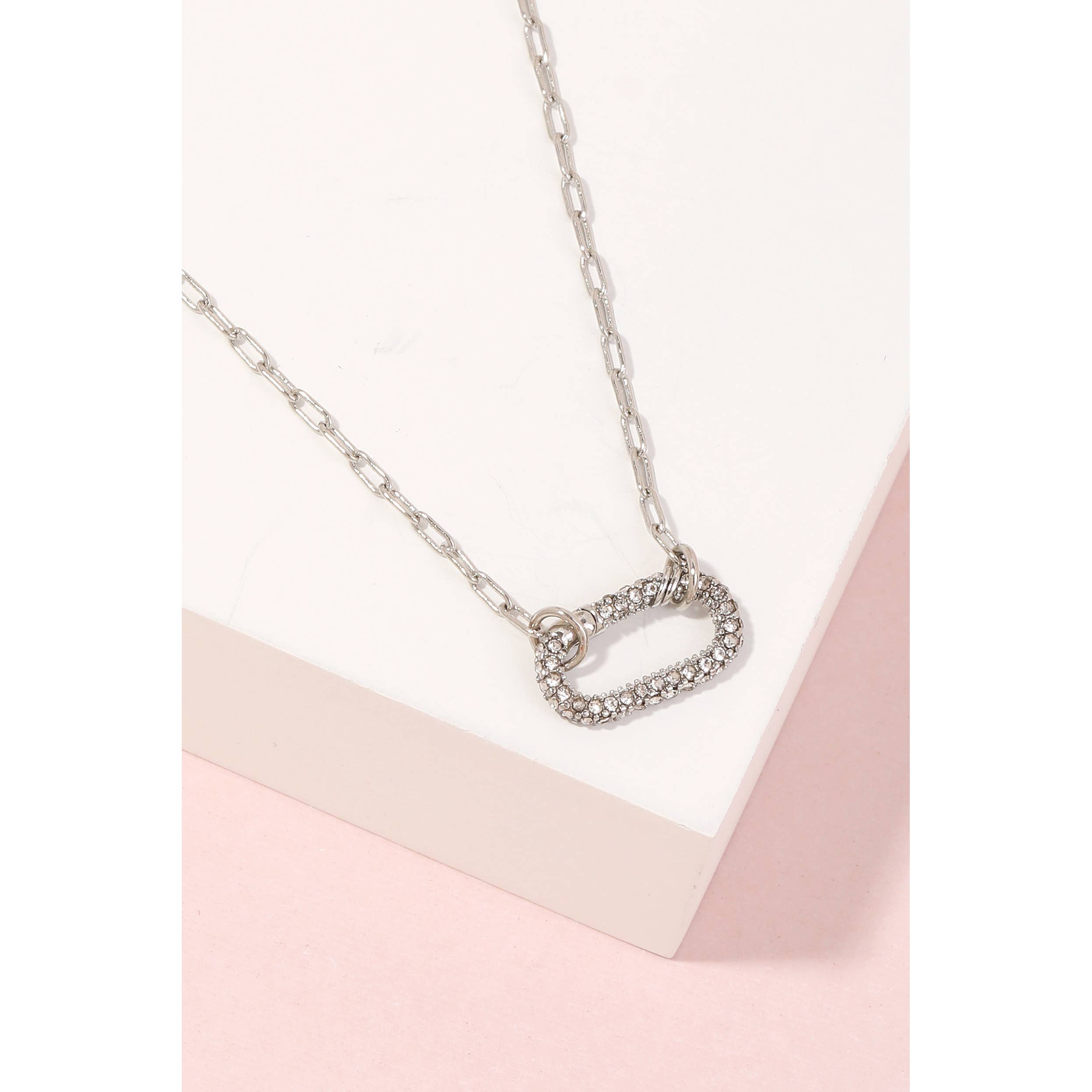 Boles Pave Oval Pendant Chain Necklace