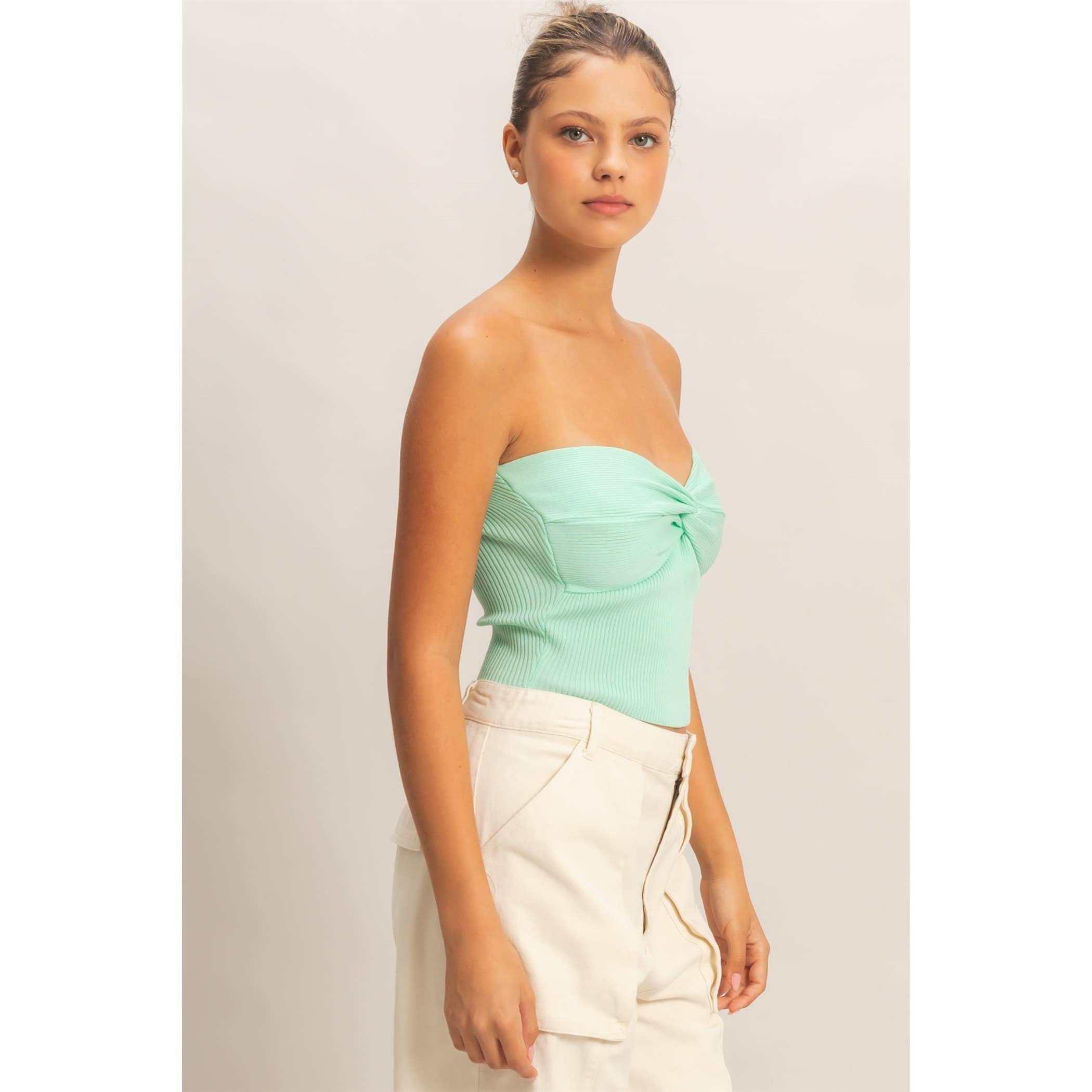 Ream Ribbed Knot Bustier Top