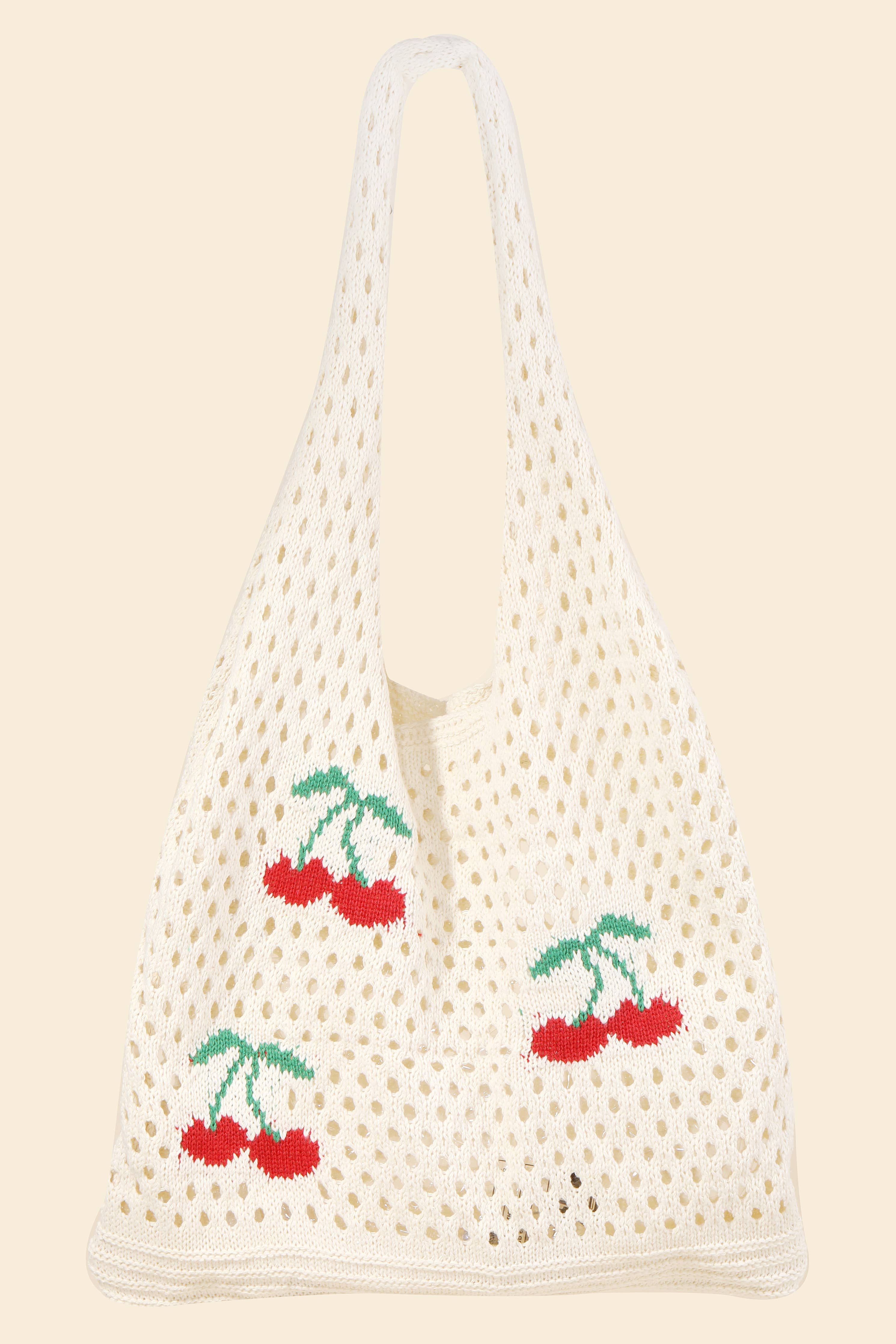 Cherry Print Net Shoulder Bag