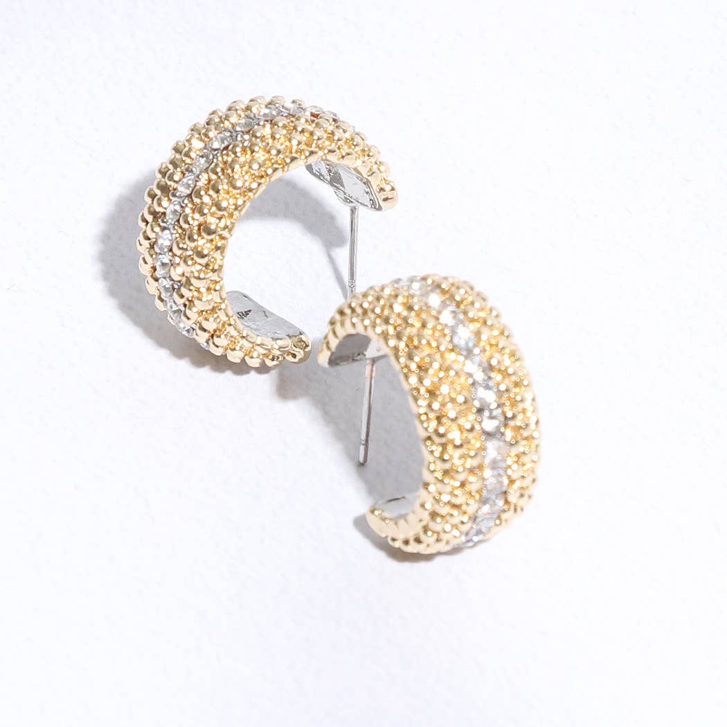 Nera Multi-Toned Wide Half Hoop Post Earrings