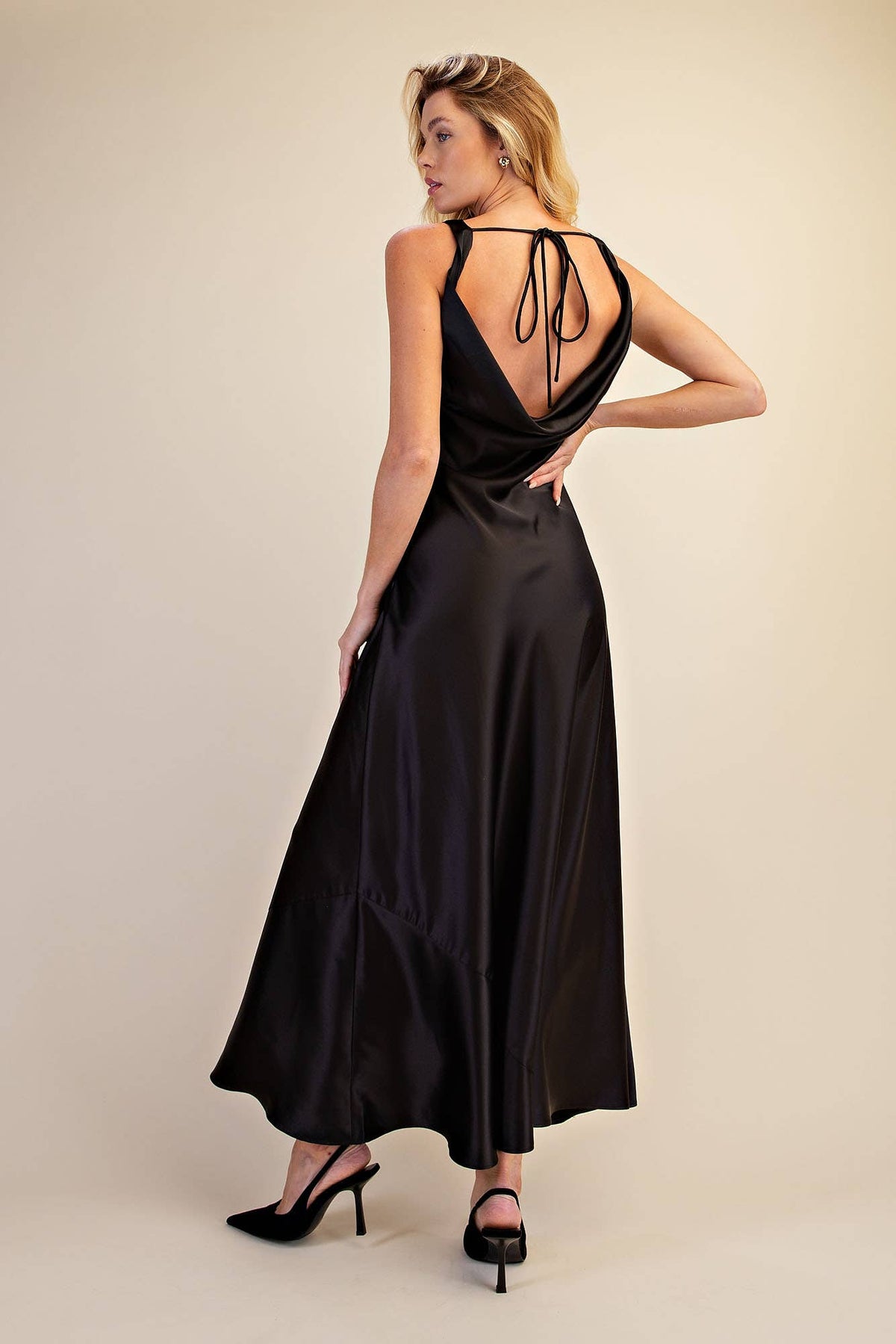 Charie Cowl Neck Satin Evening Dress