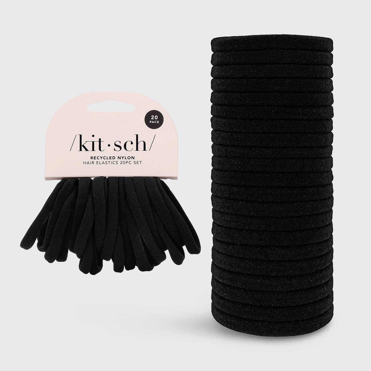 KITSCH Eco-Friendly Nylon Elastics 20pc set - Black