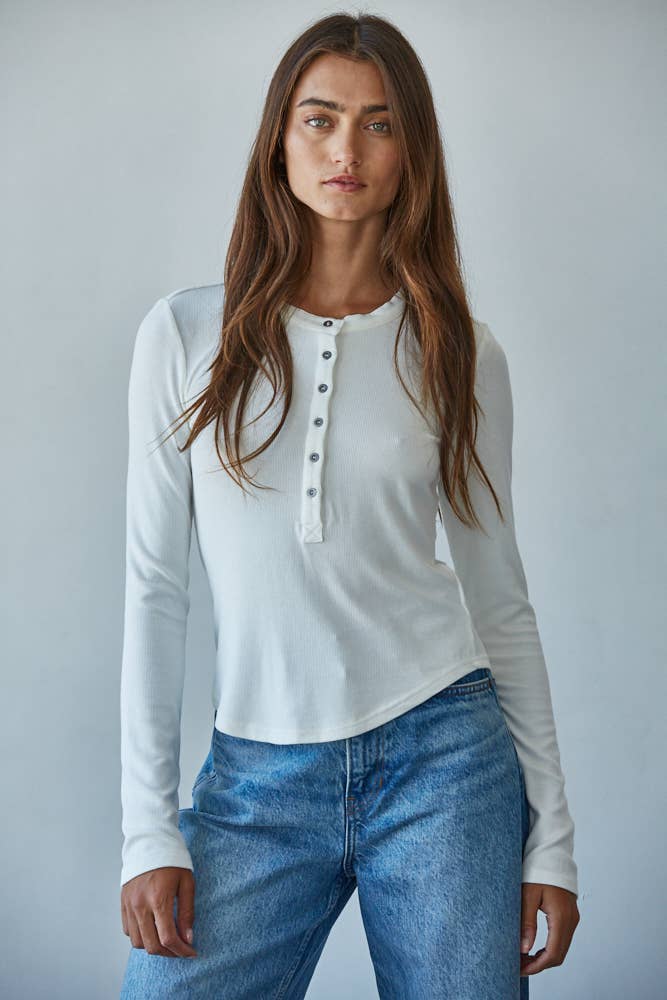 Hannah Long Sleeve Henley Top