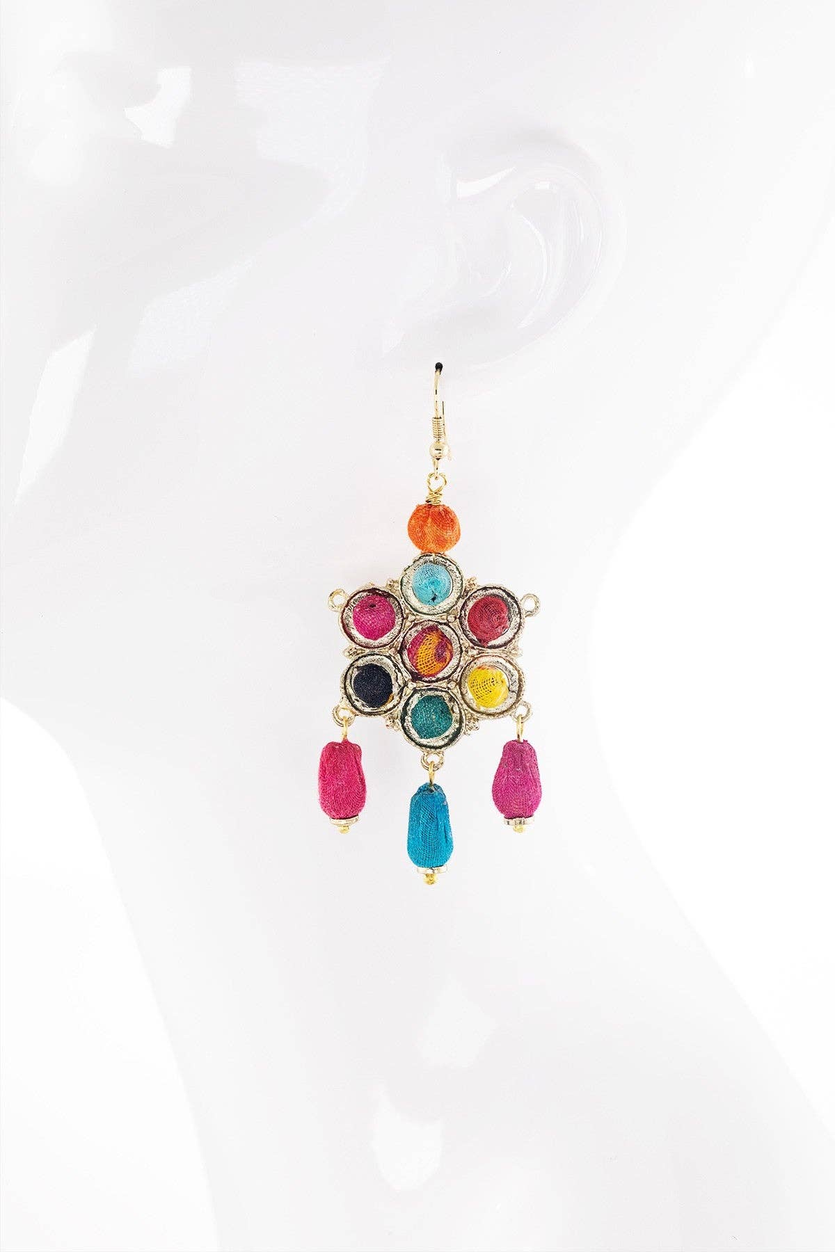 Handmade Cotton Beaded Dangle Drop Earring