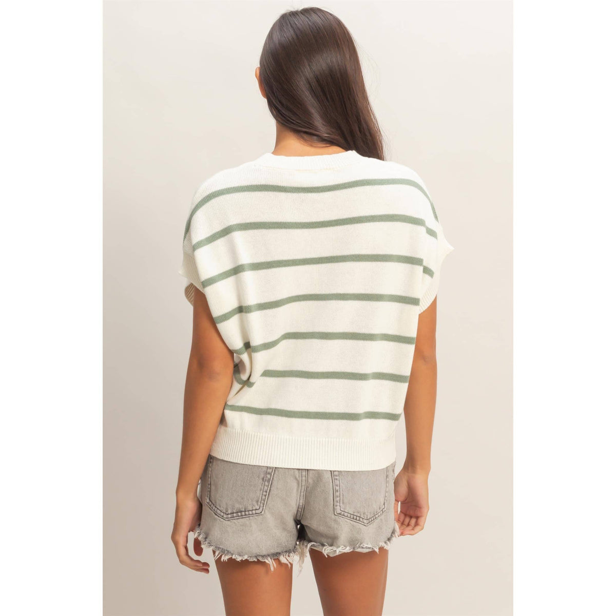 Cici Striped Crew Neck Knit Top FINAL SALE