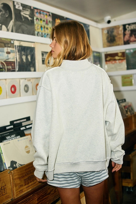 Valerie 'PILATES & YOGA' Print Reversible Mockneck Sweatshirt FINAL SALE