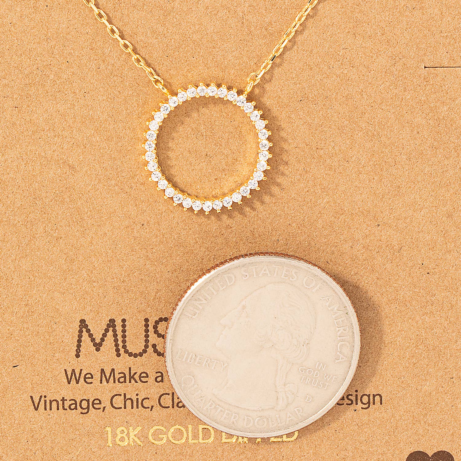 Acra Rhinestone Circle Pendant Necklace