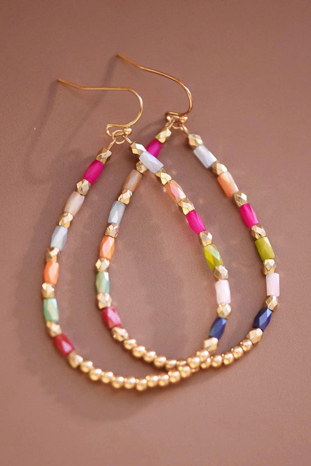 Astor Teardrop Wire Beaded Glass Crystal Earrings