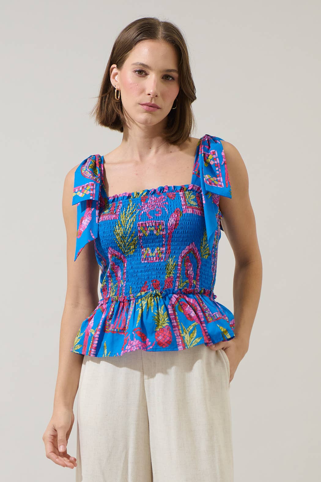 Bally Tropical Cazz Smocked Top