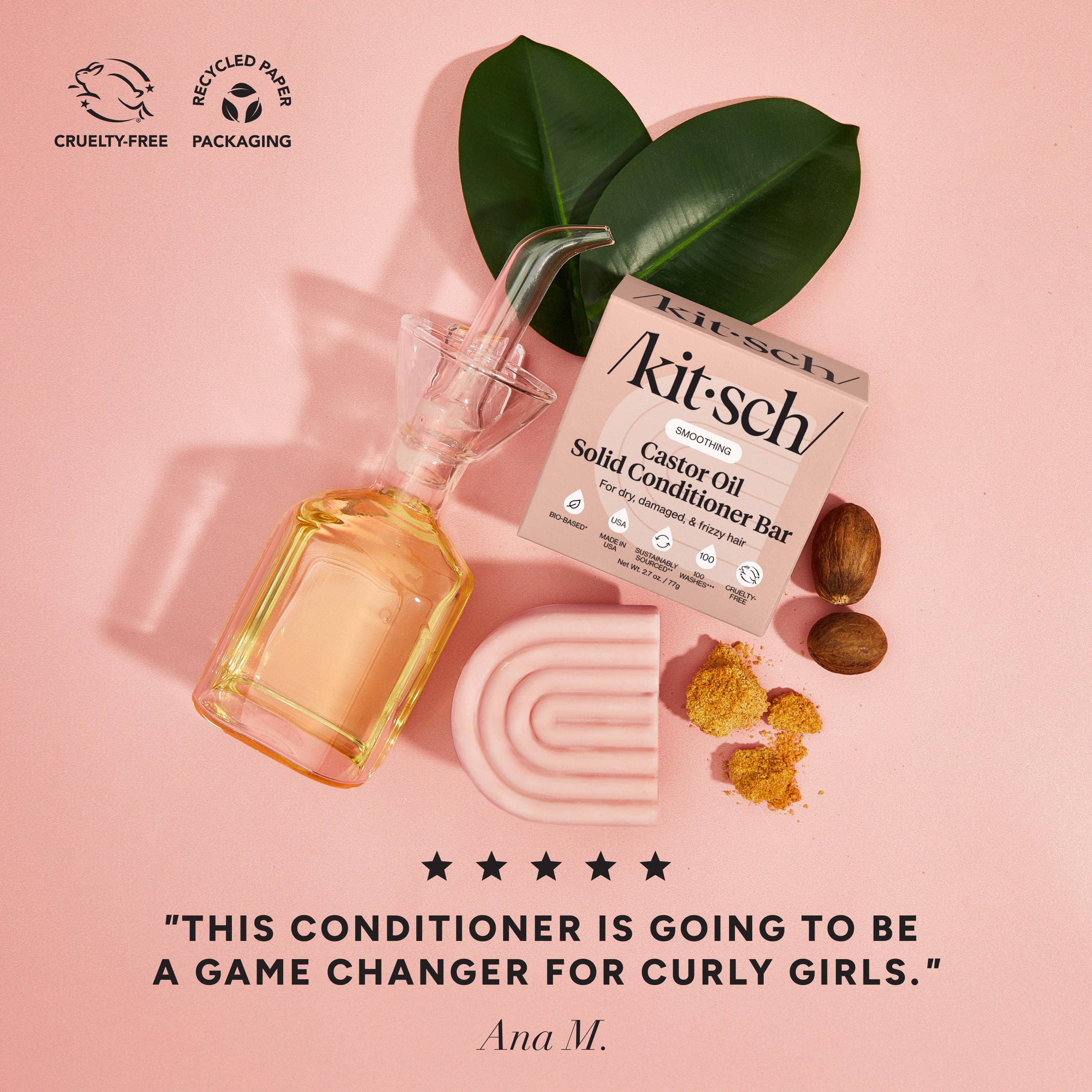 KITSCH Castor Oil Nourishing Shampoo & Conditioner Bar Combo