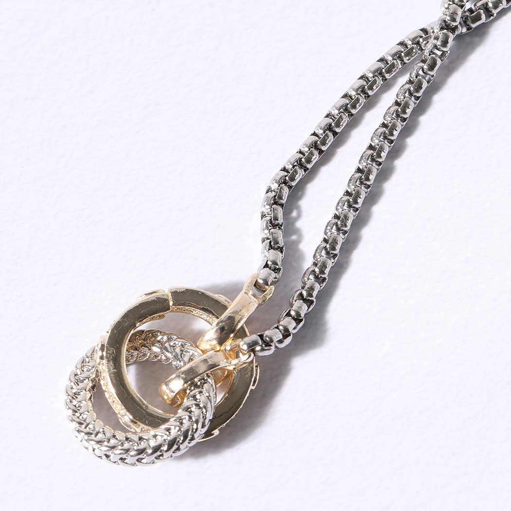 Nessa Two Tone Linked Circle Pendant Necklace