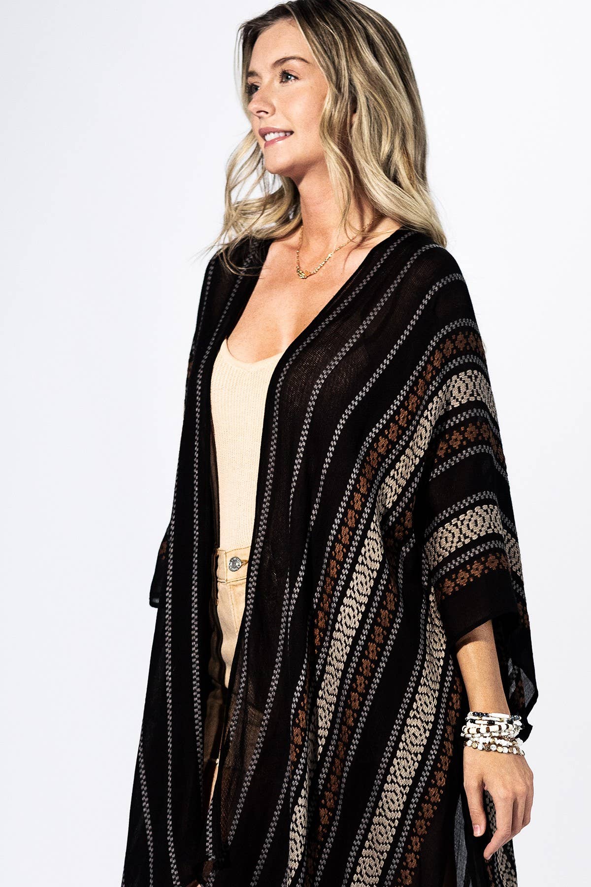 Sulia Midnight Navy Striped Kimono