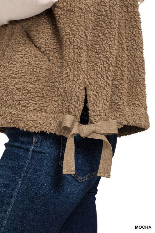 Gracie Mocha Sherpa Tie Vest