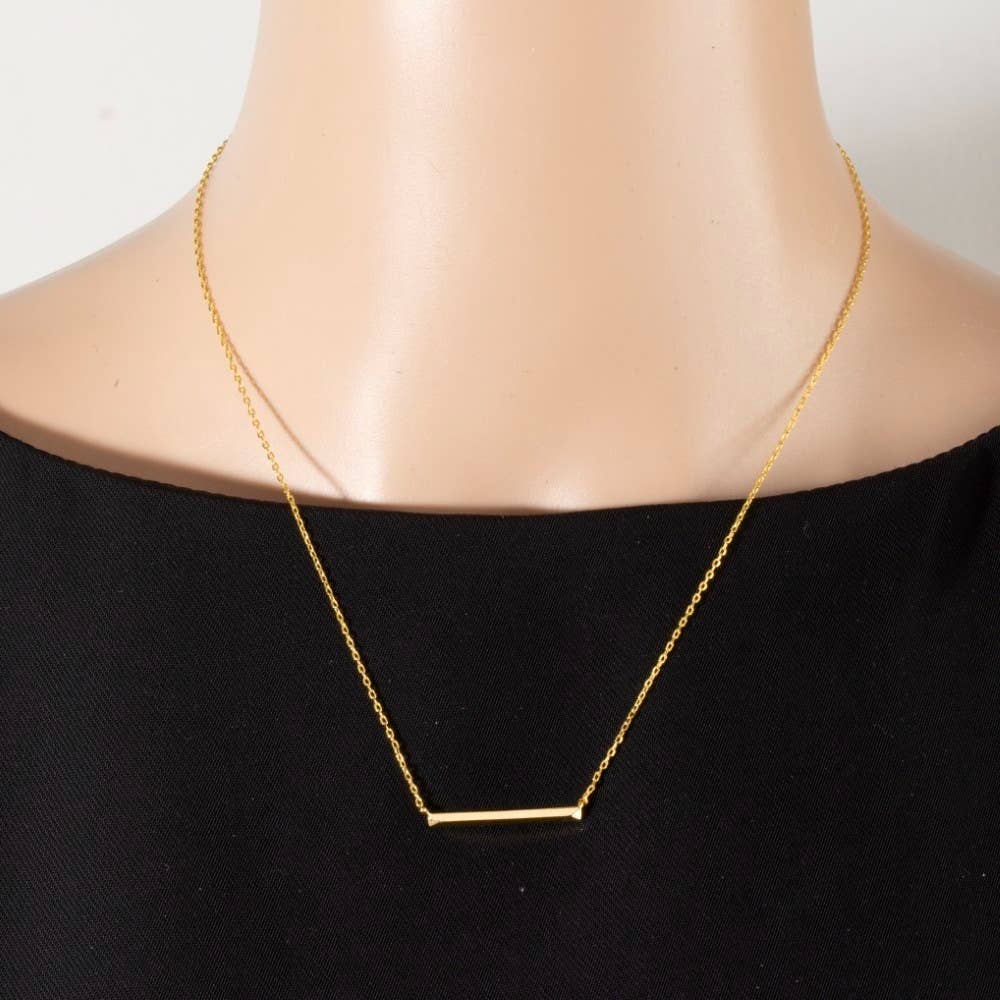 Stifler Dainty Minimal Gold Bar Pendant Necklace