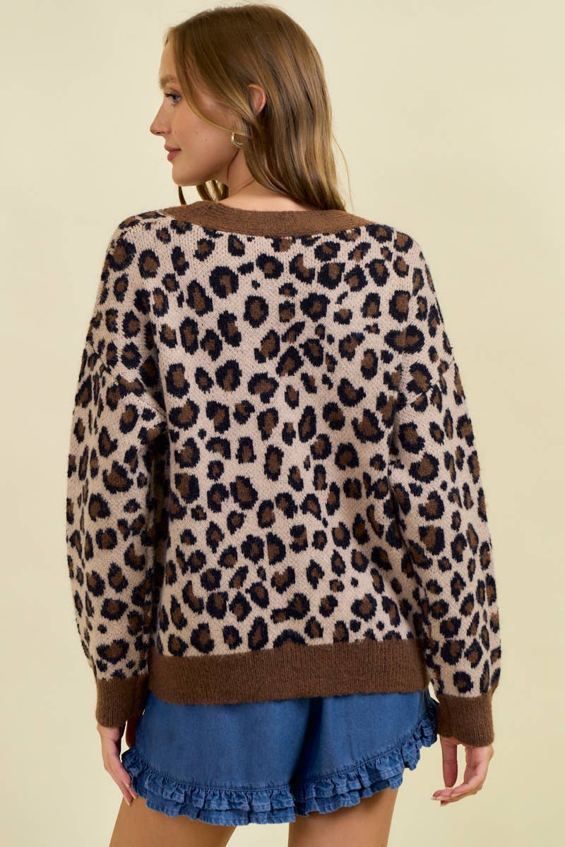 Laci Leopard Button Up Cardigan Sweater